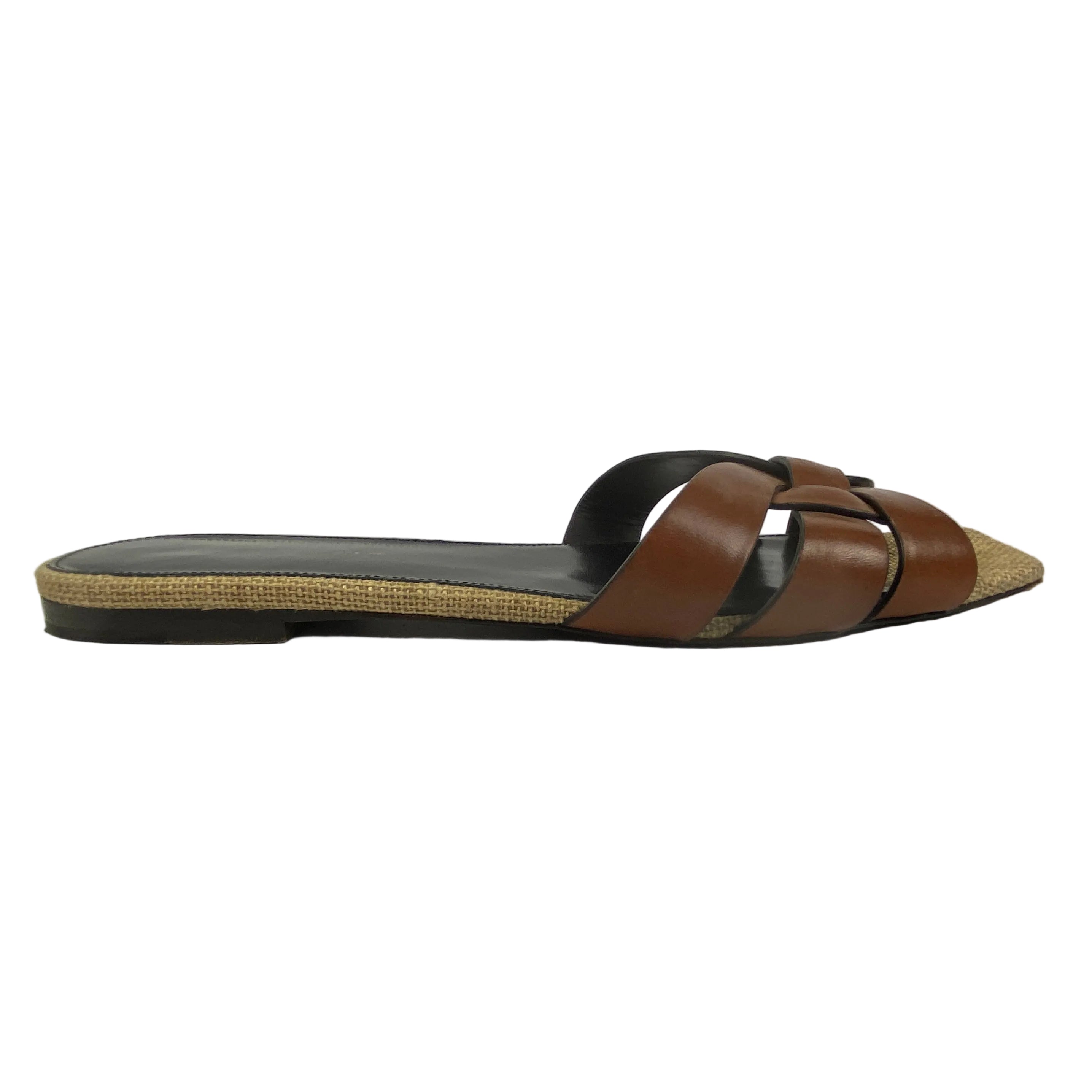 Saint Laurent £480 Papaya Tribute Flat Slide Sandals 38.5