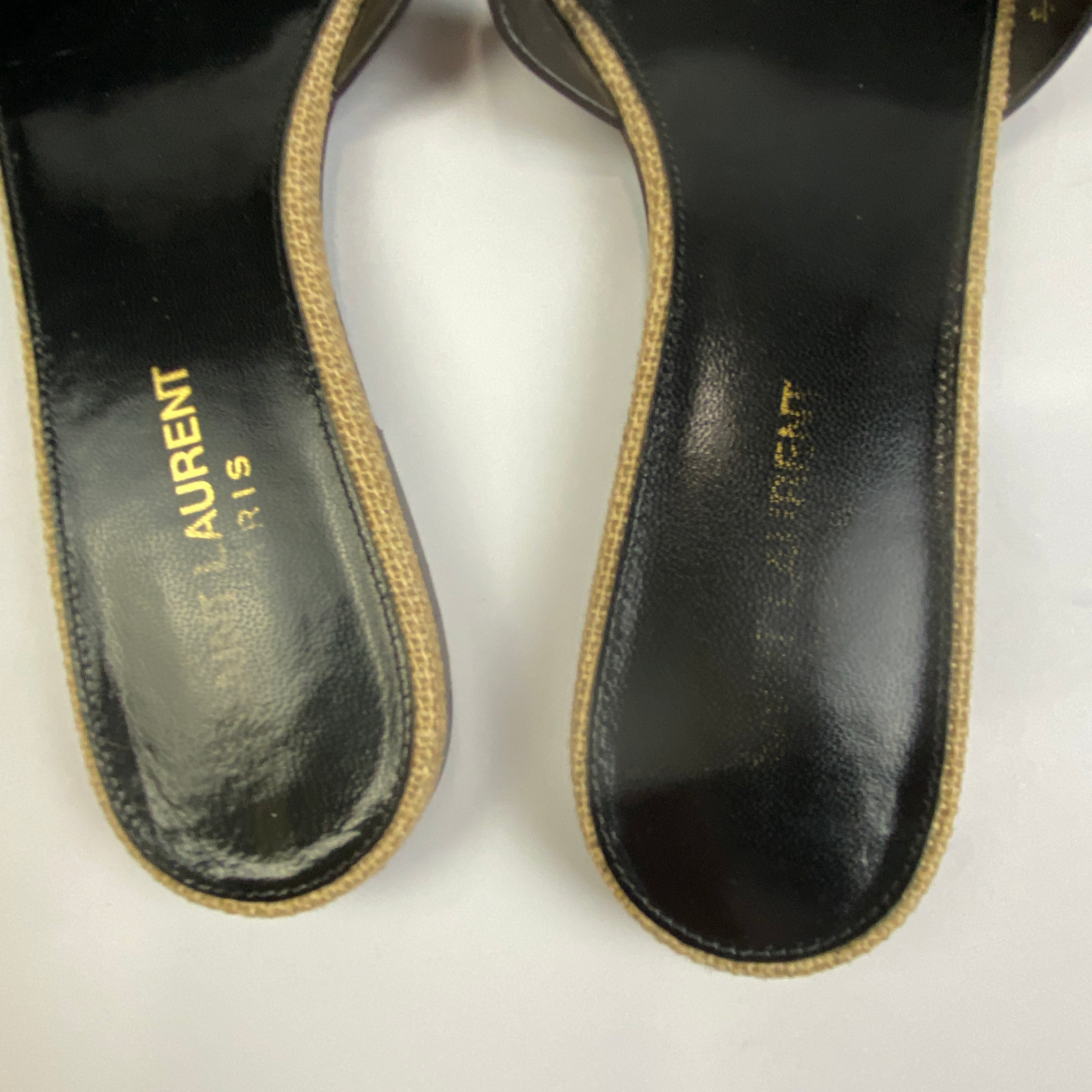 Saint Laurent £480 Papaya Tribute Flat Slide Sandals 38.5
