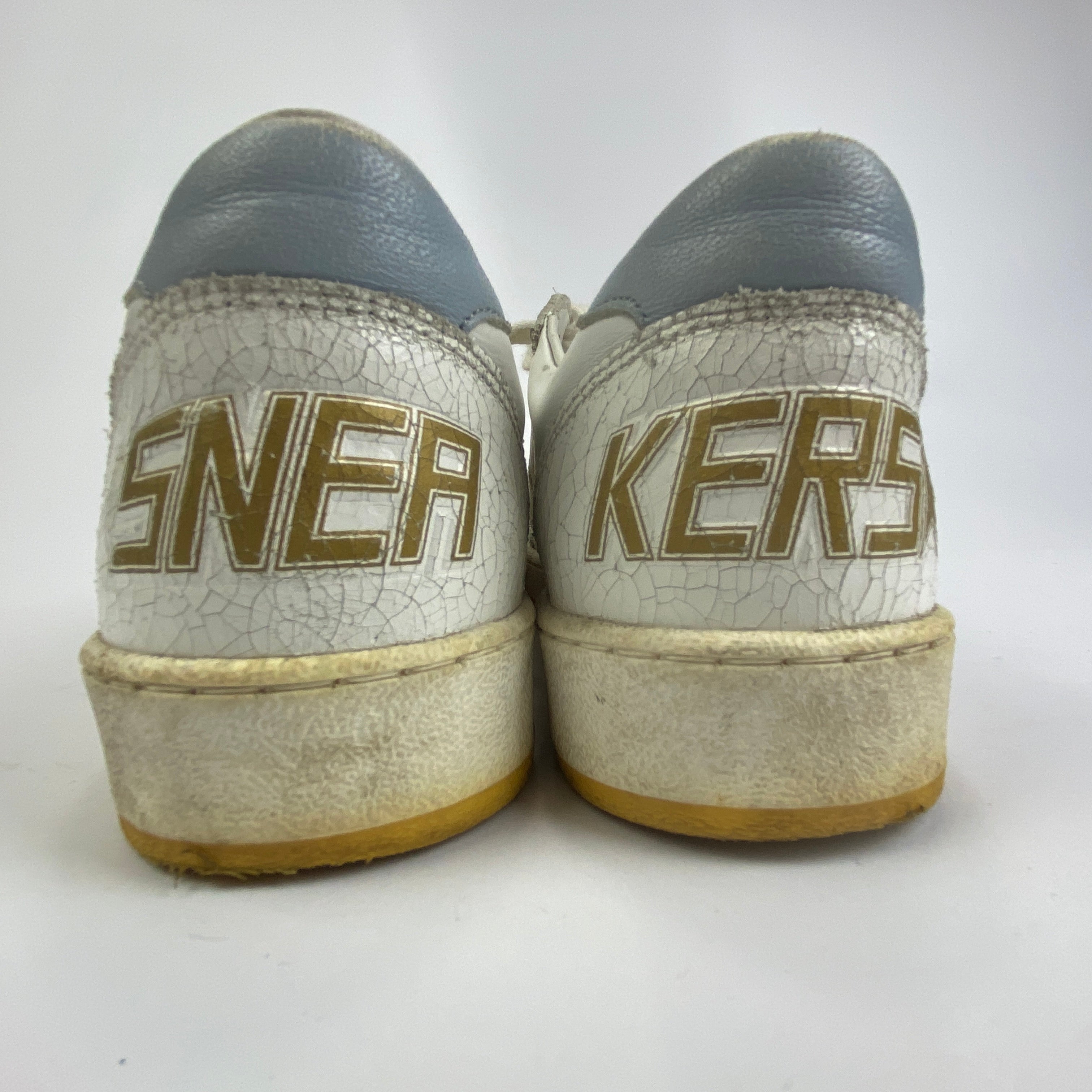 Golden Goose £470 White Cracked Leather Ball Star Trainers 38
