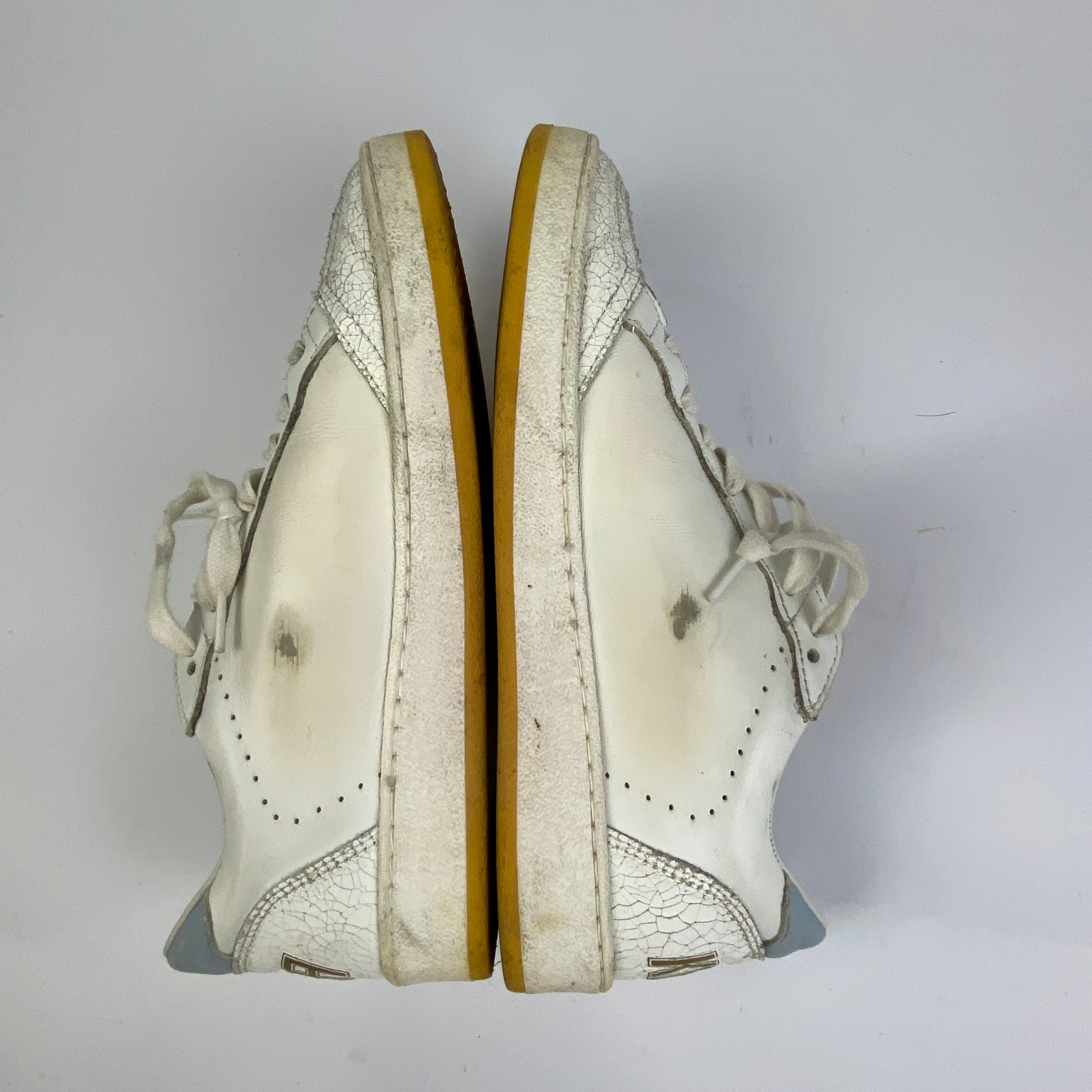 Golden Goose £470 White Cracked Leather Ball Star Trainers 38