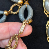 Miriam Haskell Vintage Grey Milk Glass Necklace Bracelet & Earrings