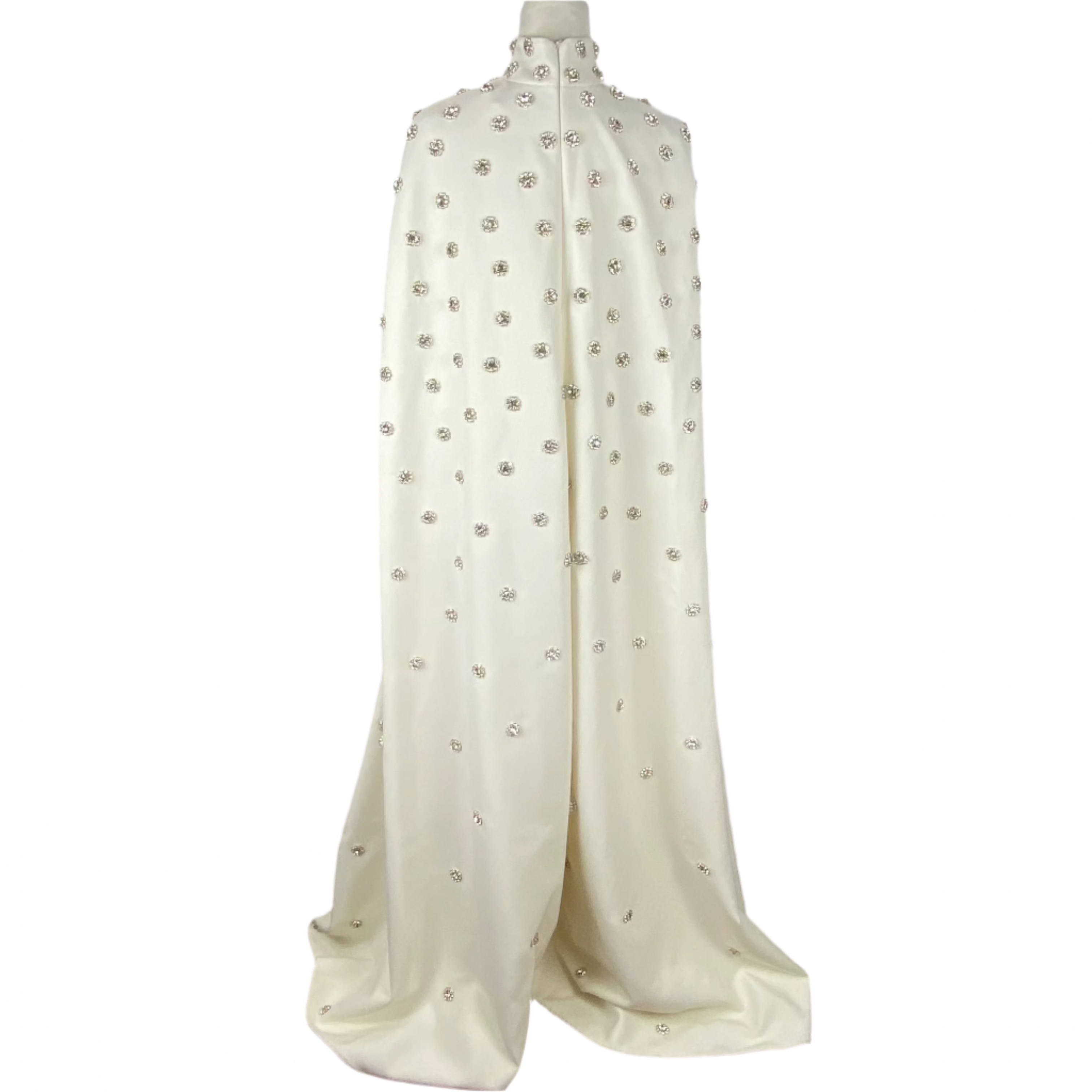 Safiyaa New £2995 Ivory Manore Crystal-Embellished Crepe Cape XS