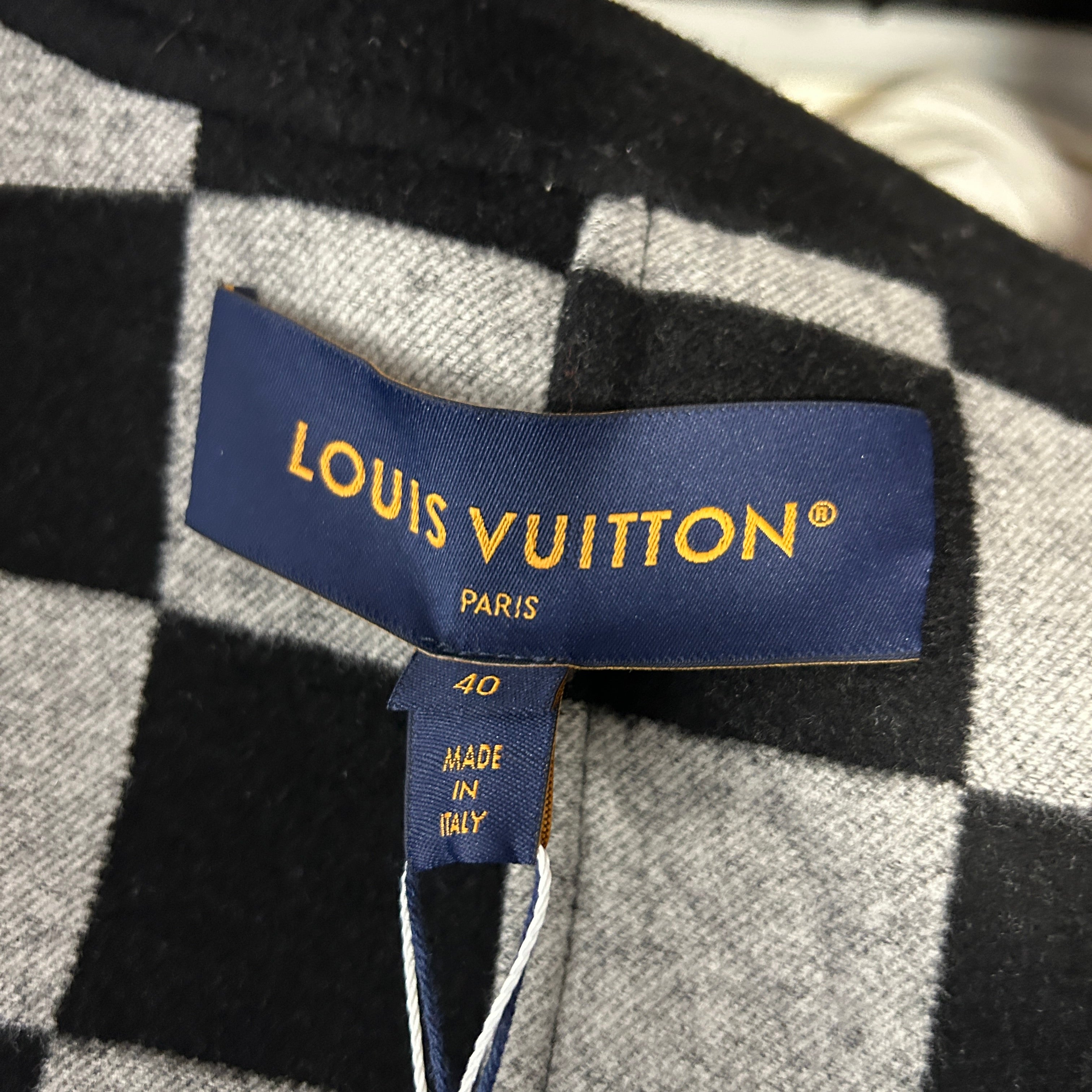 Louis Vuitton New £4250 Black & Daimer Print Coat M/L/XL