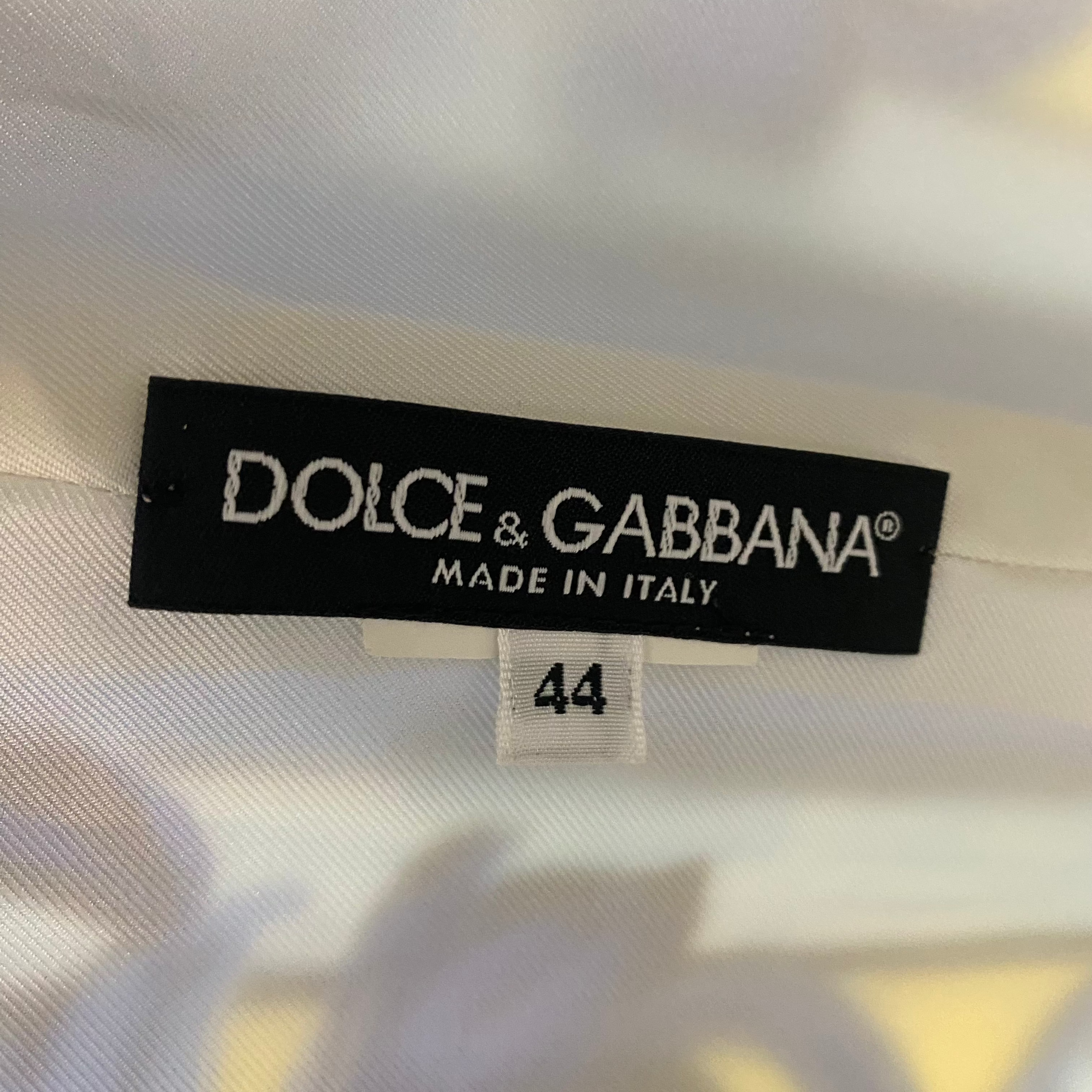 Dolce & Gabbana £1600 Blue Yellow & Ivory Print Silk Shift Dress M