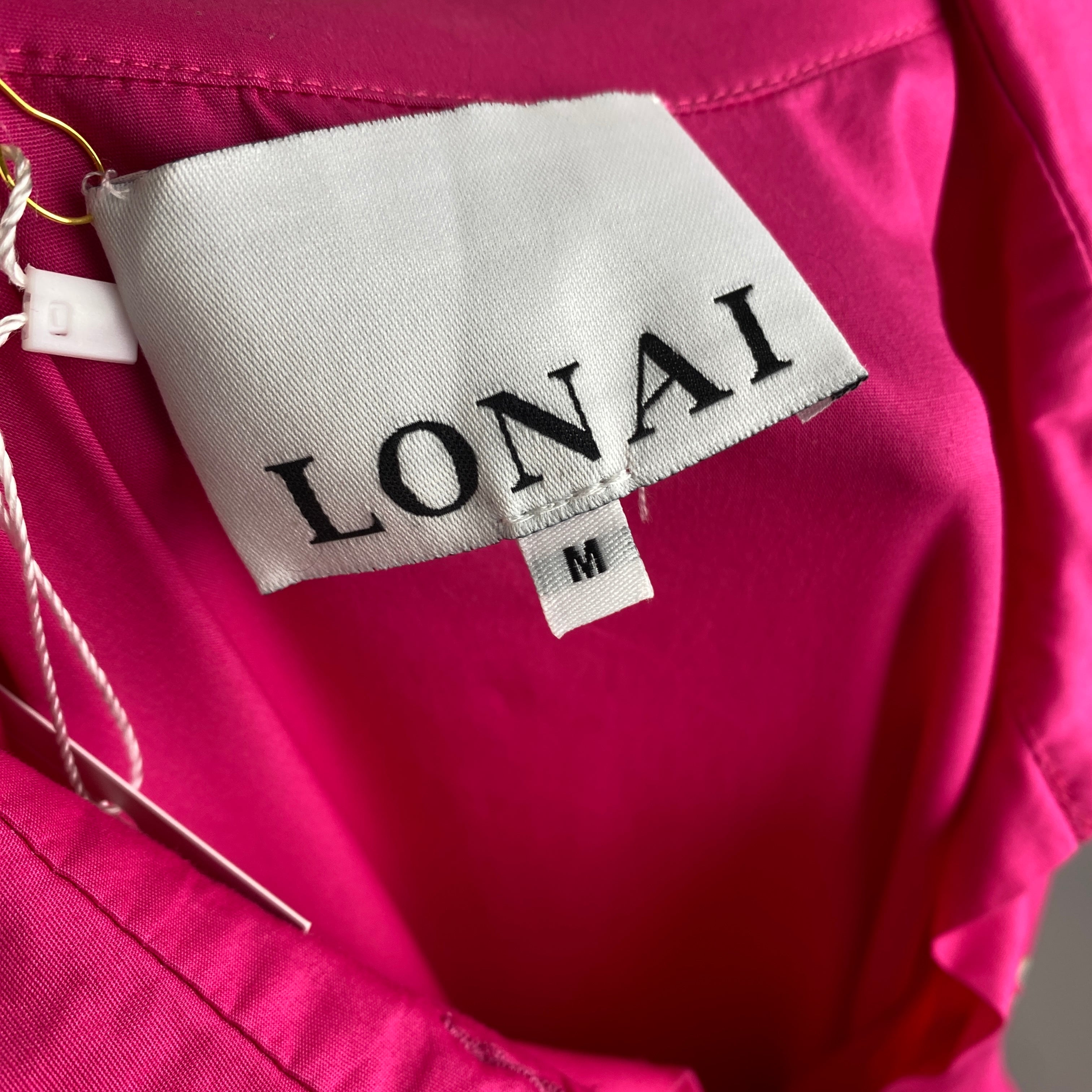 Lonai £395 Flamingo Pink Cotton Poplin Maxi Dress M