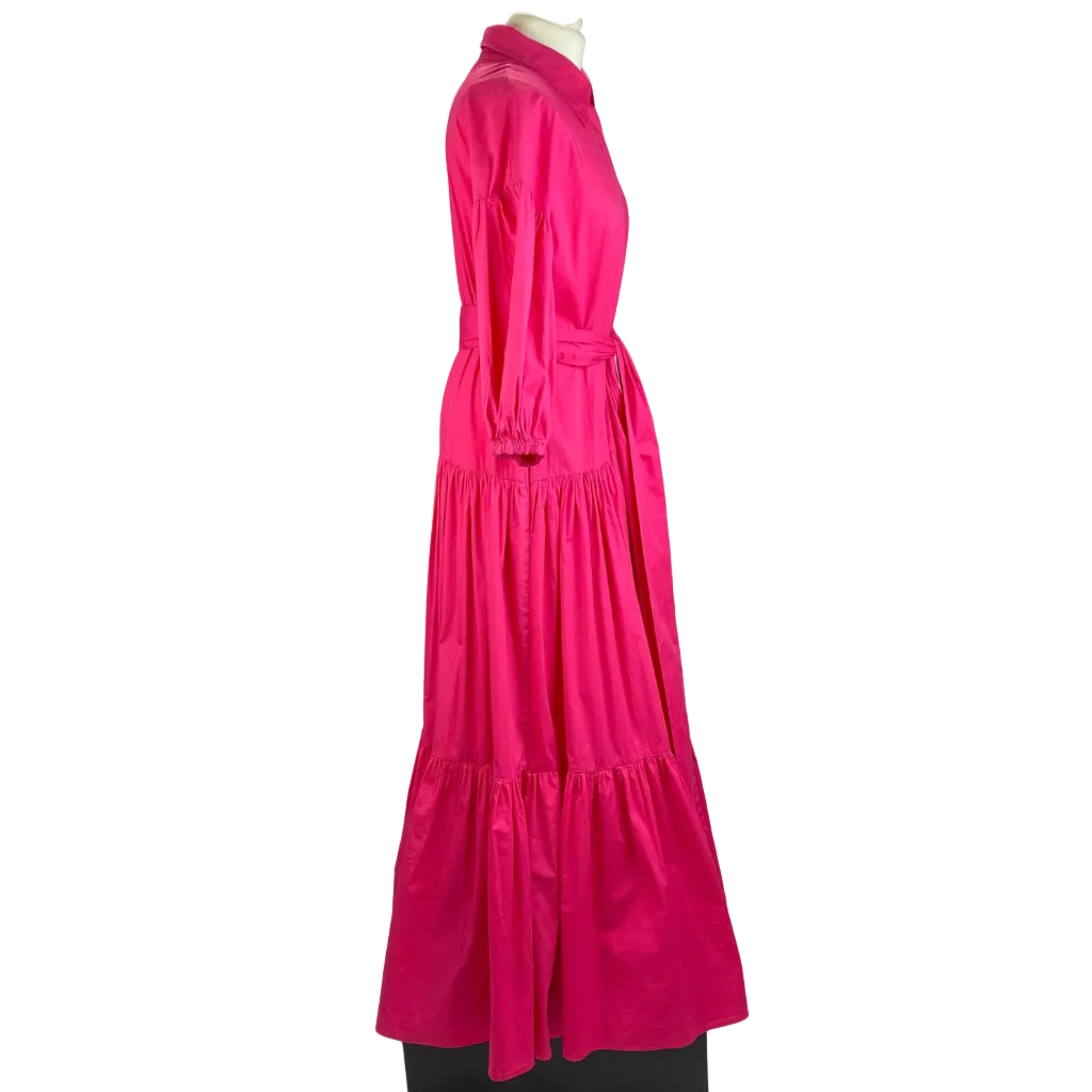 Lonai £395 Flamingo Pink Cotton Poplin Maxi Dress M