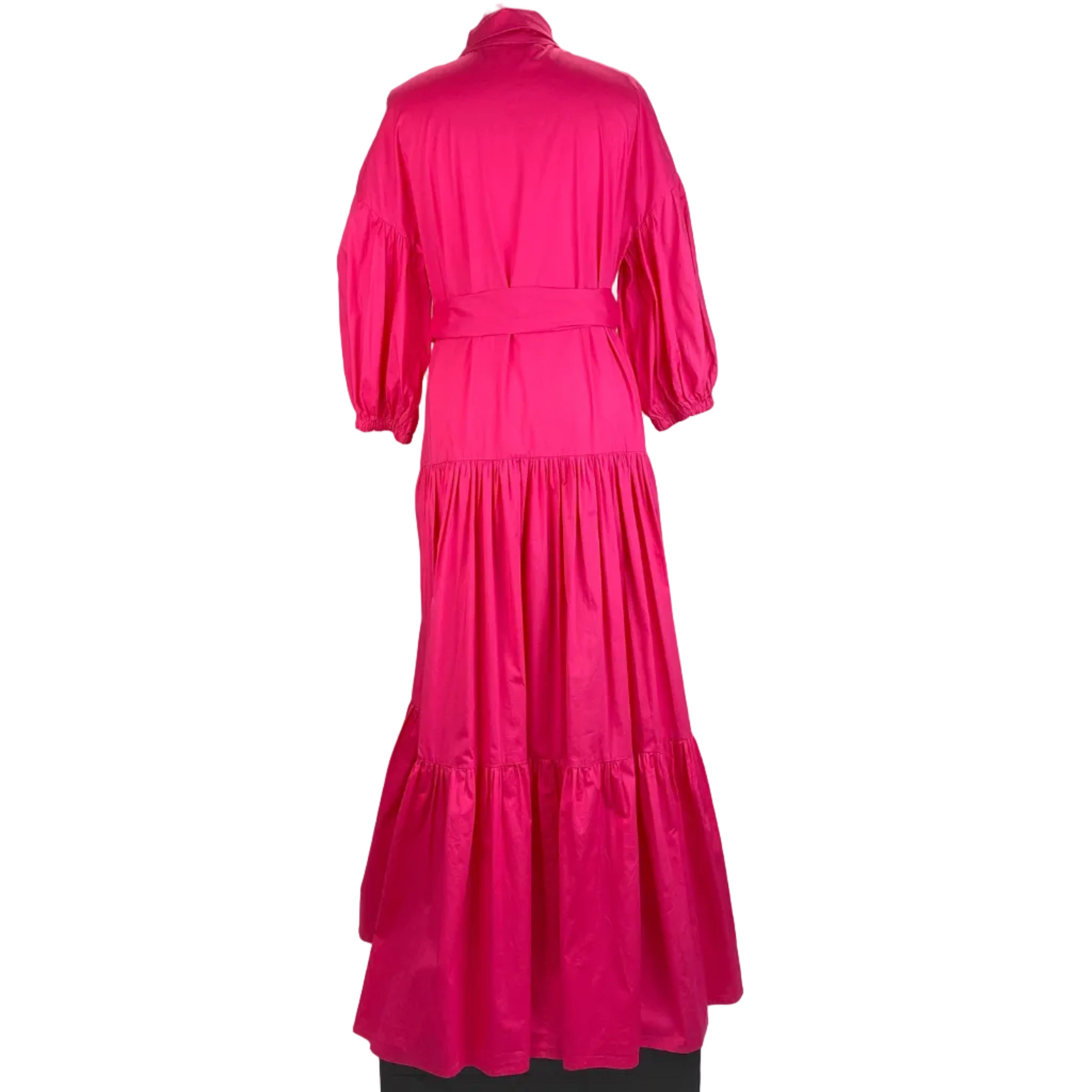 Lonai £395 Flamingo Pink Cotton Poplin Maxi Dress M