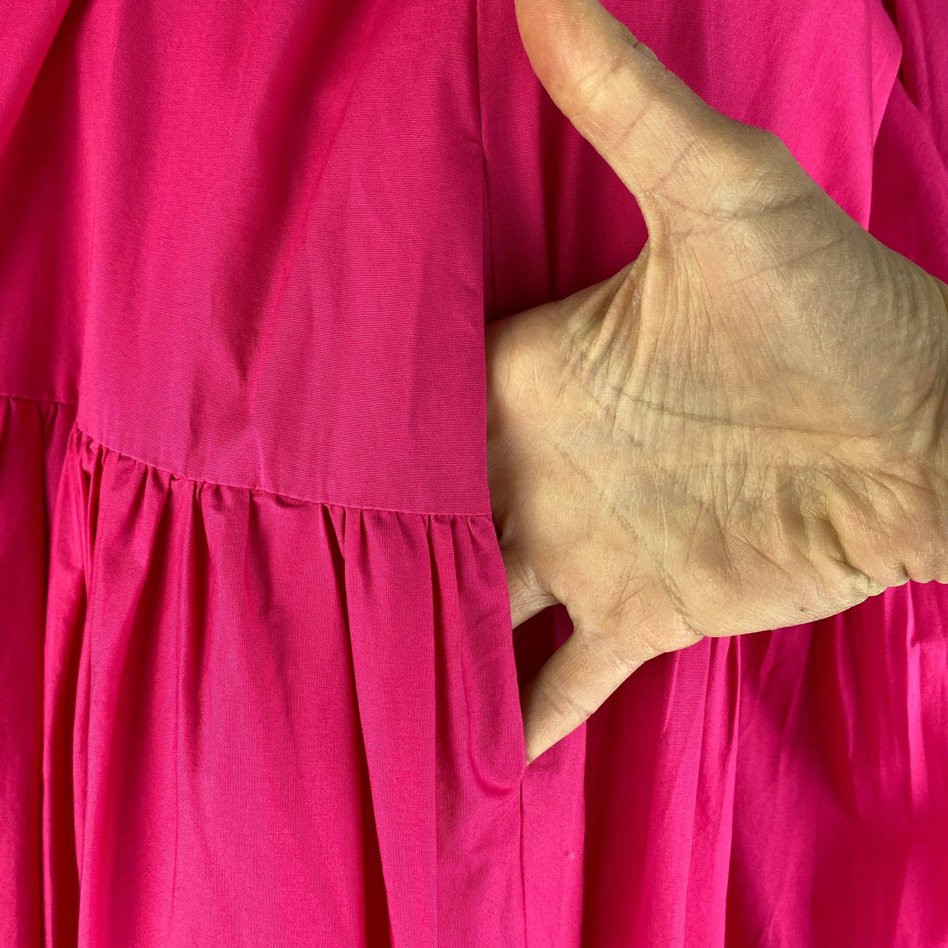 Lonai £395 Flamingo Pink Cotton Poplin Maxi Dress M