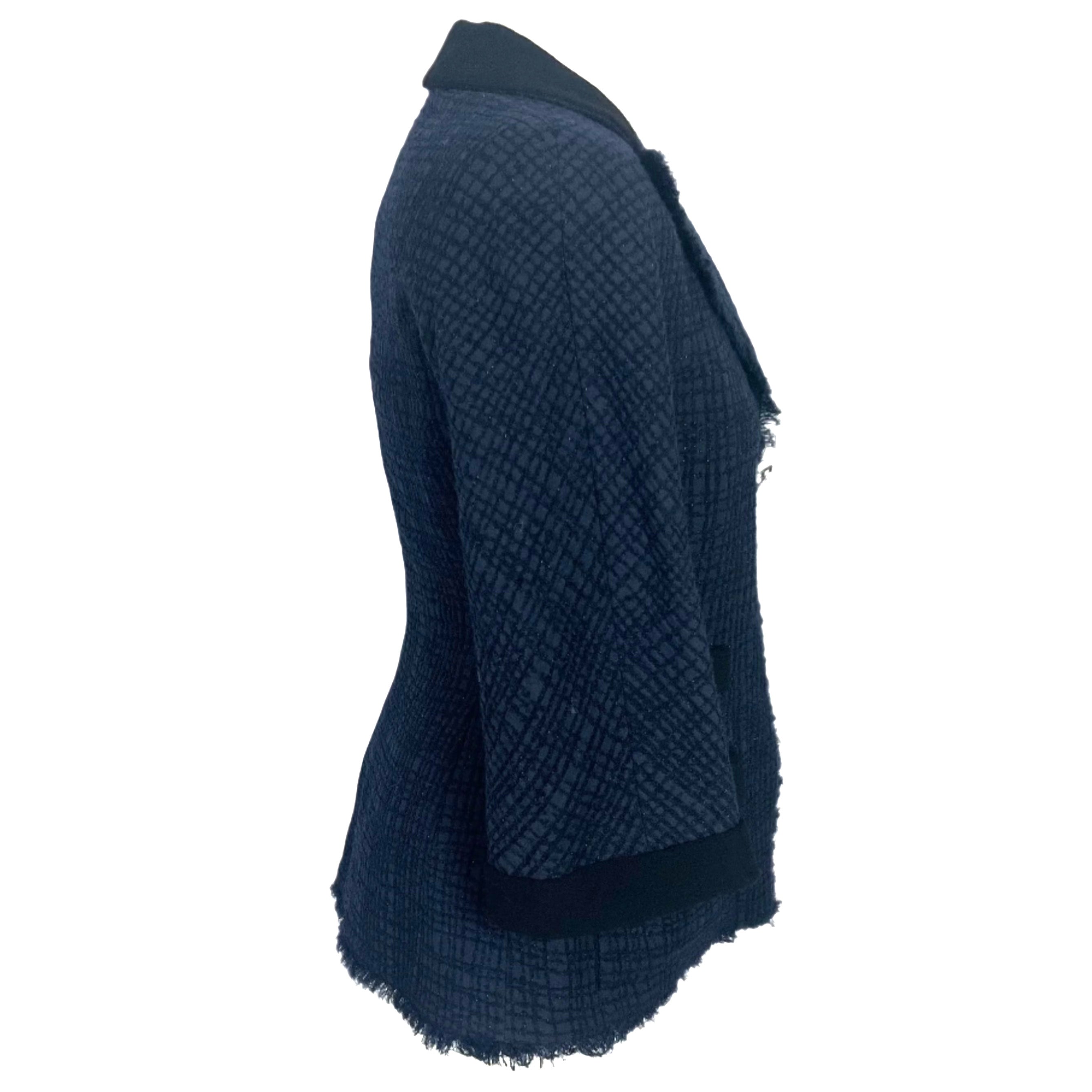 Chanel New Navy Sparkle Wool & Silk Tuxedo Jacket XS/XXS