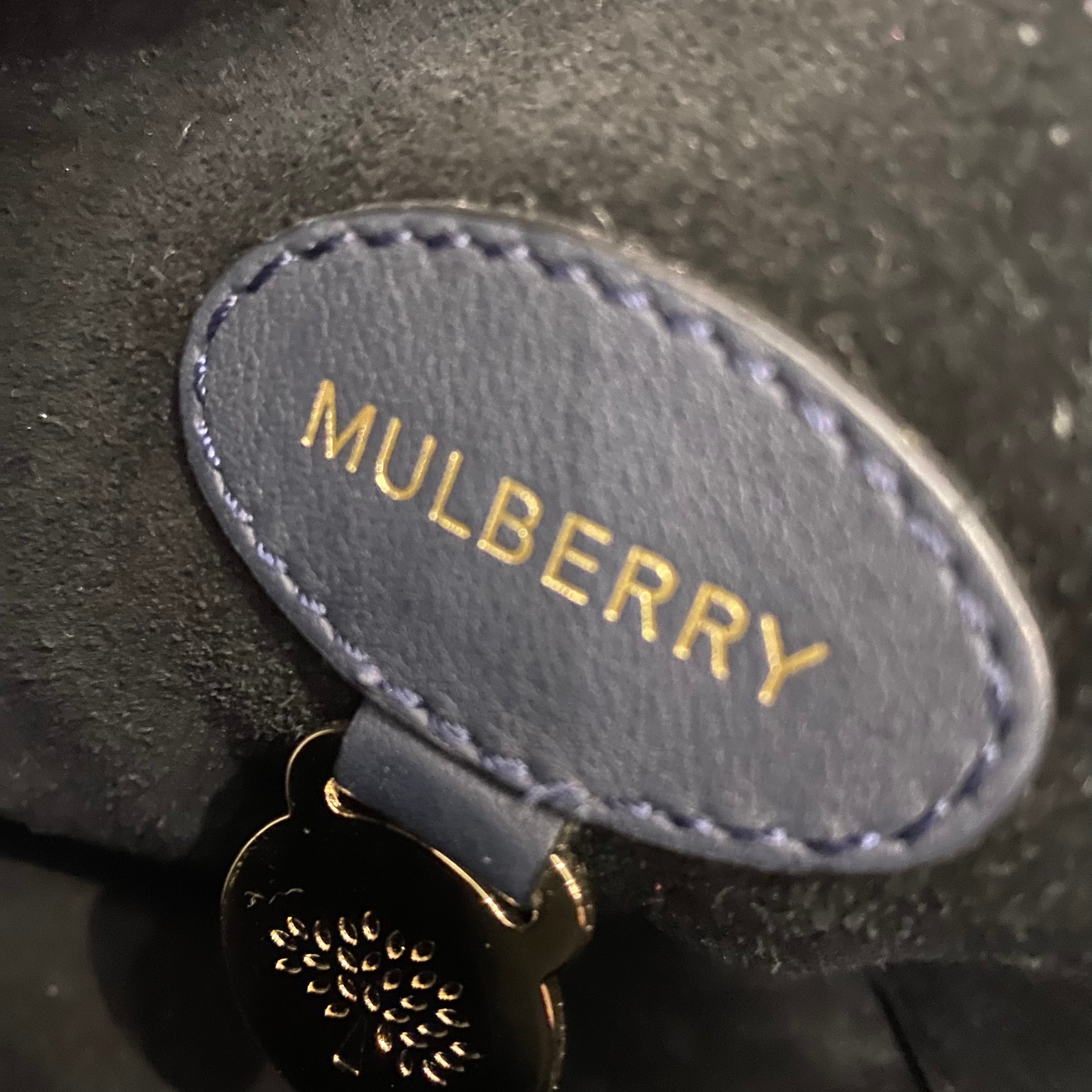 Mulberry Navy Large Calf & Ostrich Willow Tote Bag