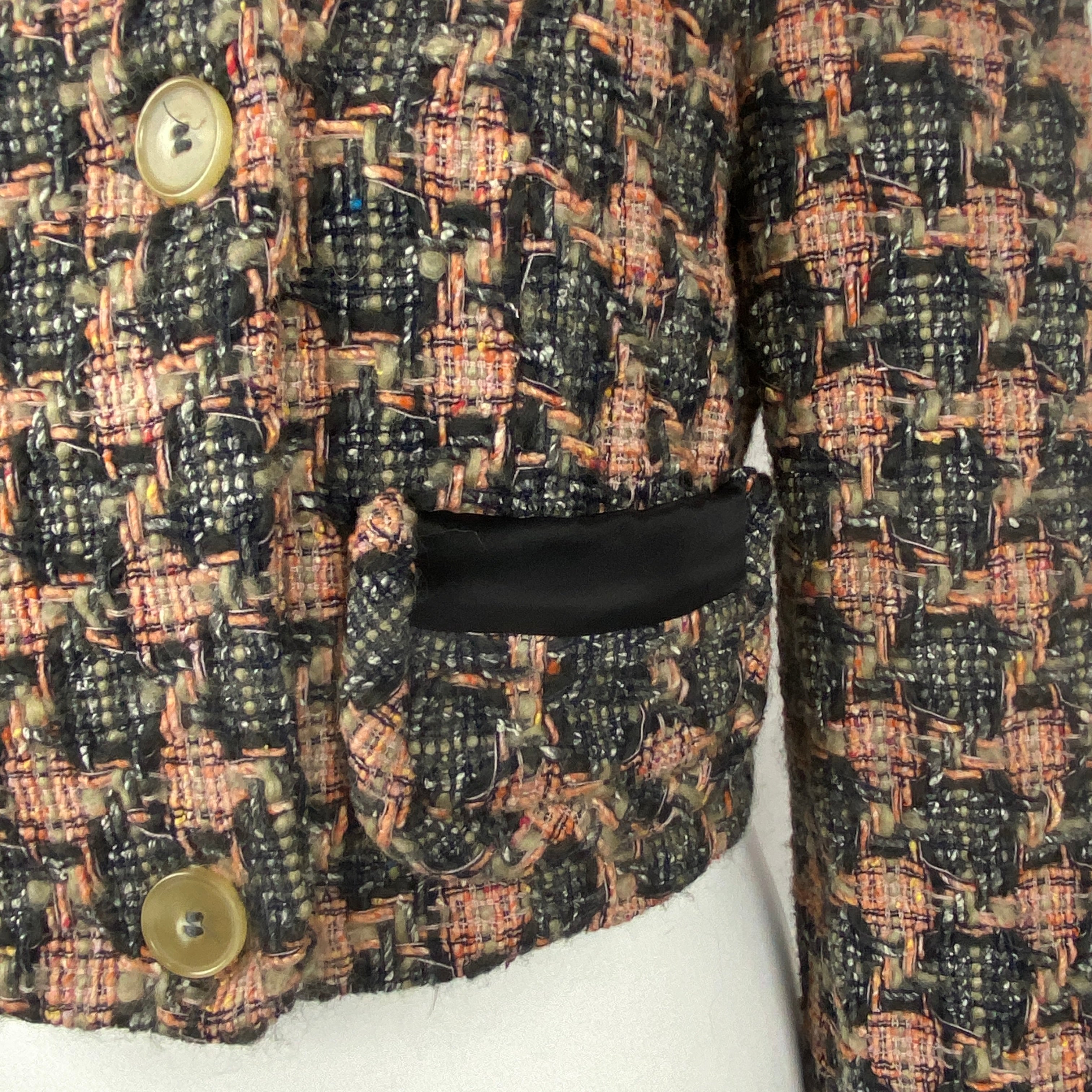 Anna Mason Peach & Sage Tweed Cropped Jacket M