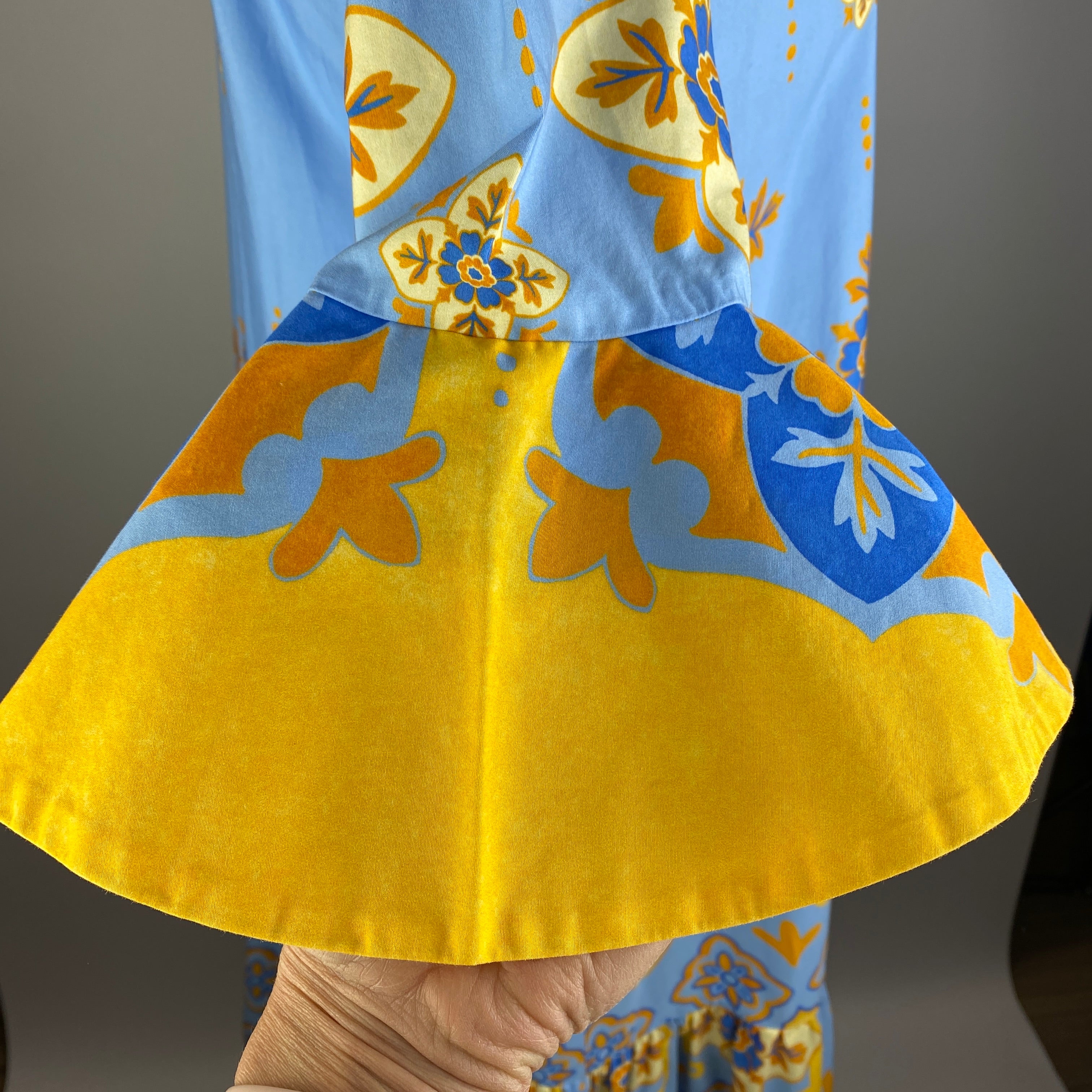 La Double J £870 Blue & Yellow Artemis Cotton Poplin Maxi Dress S