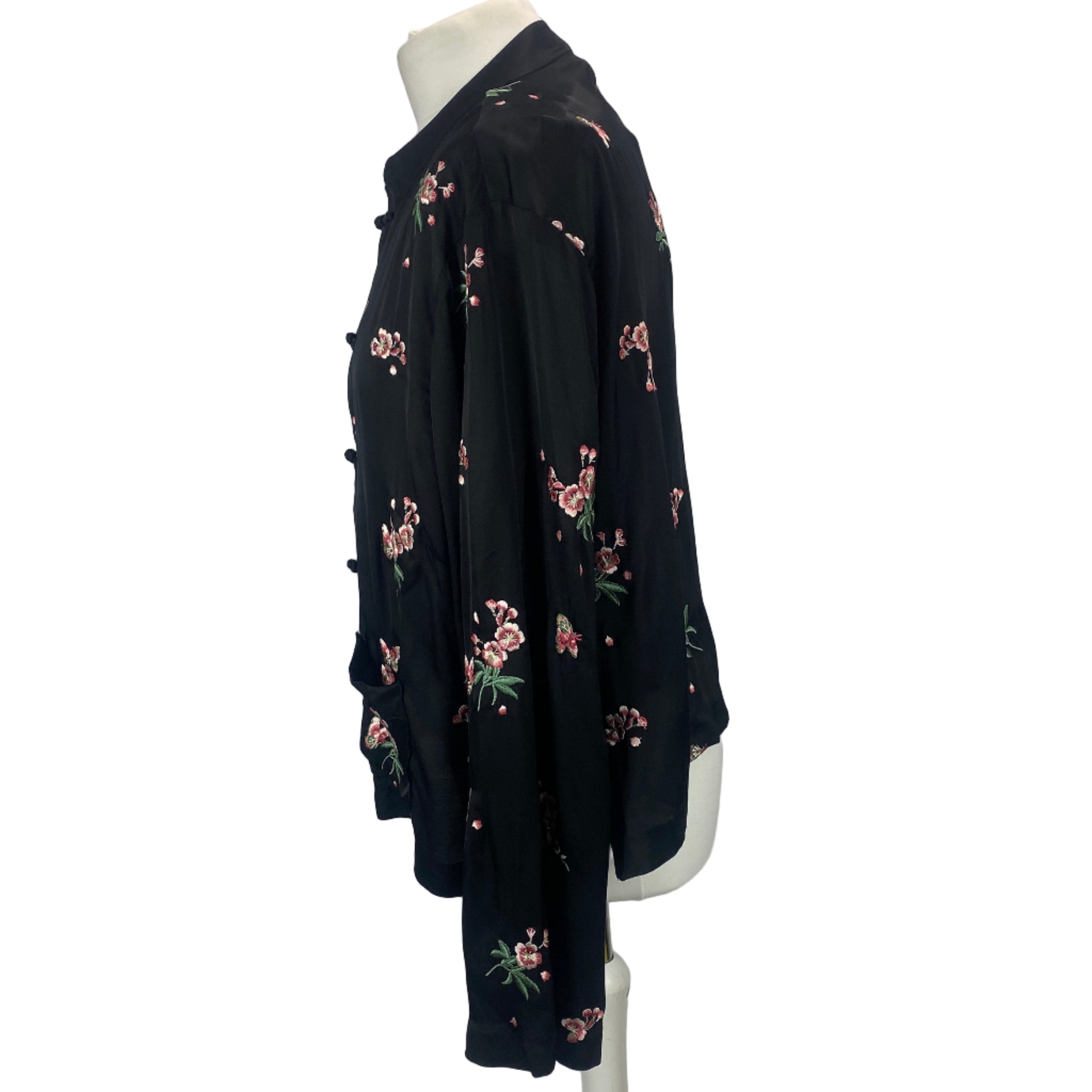 Rixo New £245 Black Blossom Embroidery Jayce Jacket 4XL