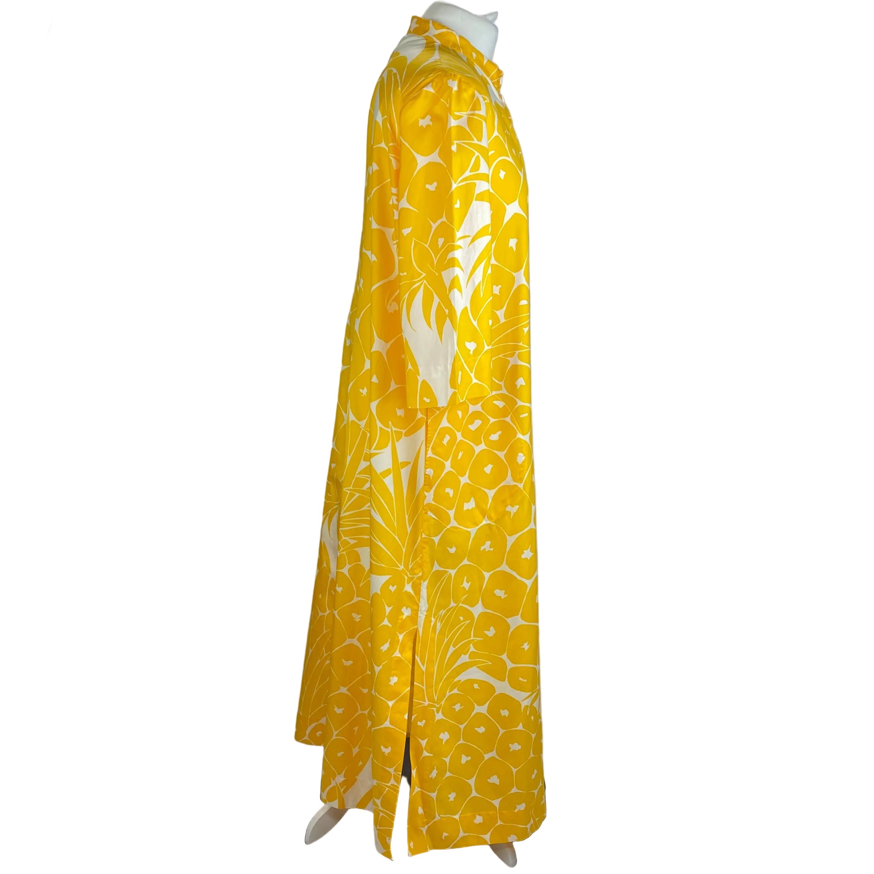 Eres £1130 Yellow Pineapple Print Cotton & Silk Tunic Dress M