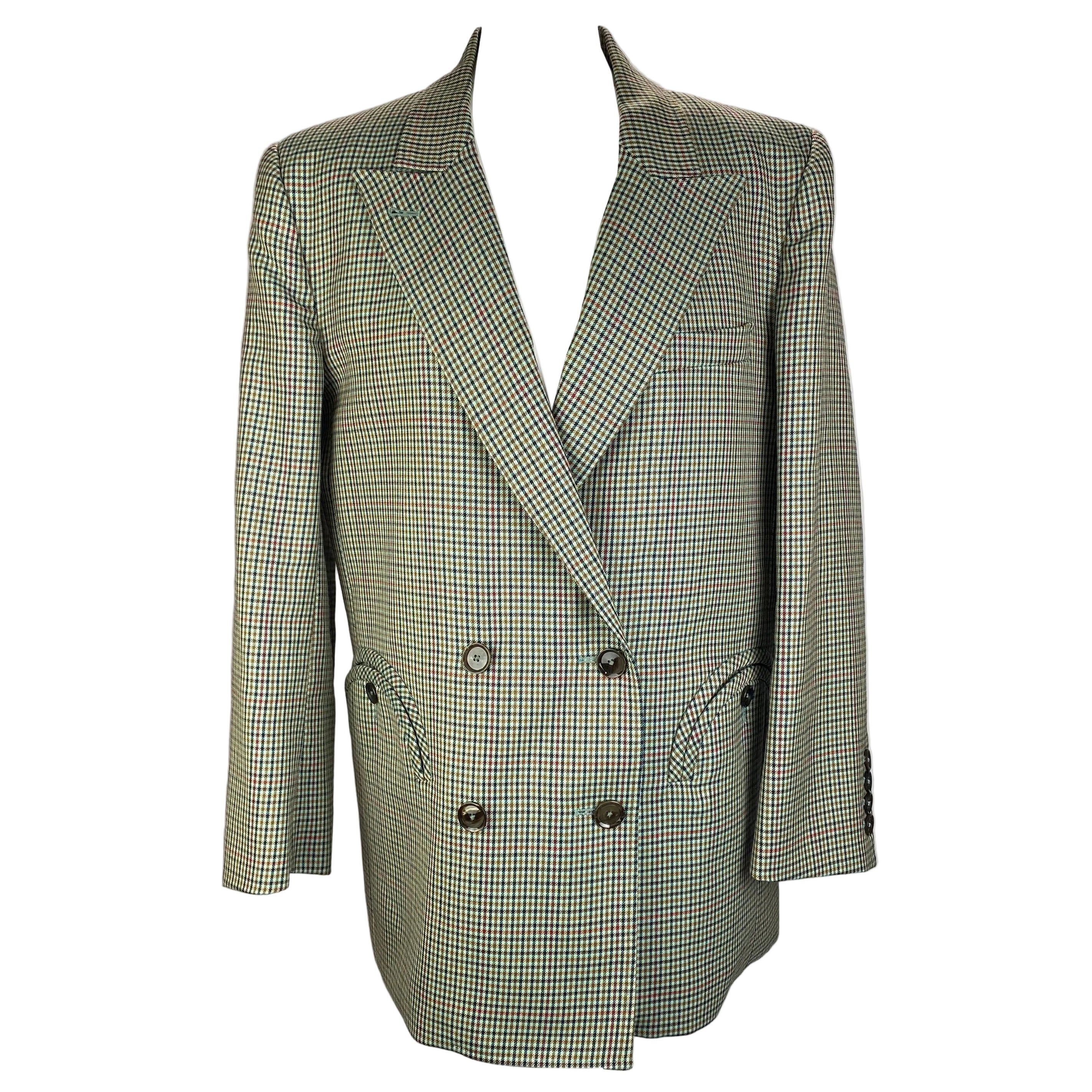 Blaze Milano £1475 Teal Check Wool Everynight Blazer M