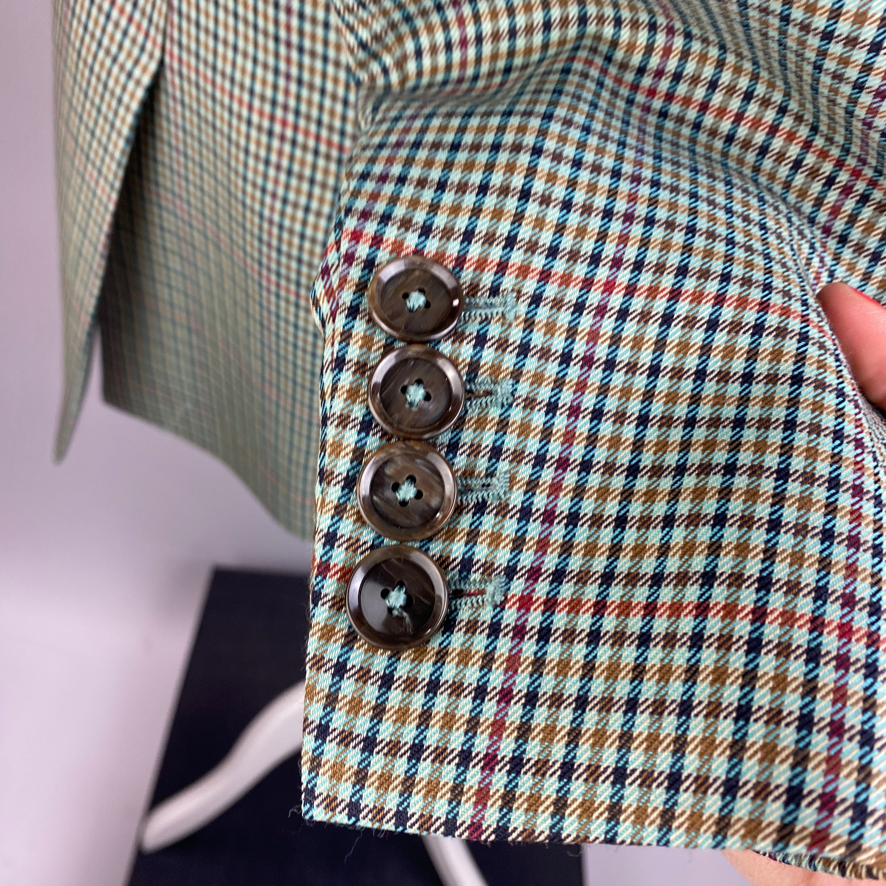 Blaze Milano £1475 Teal Check Wool Everynight Blazer M