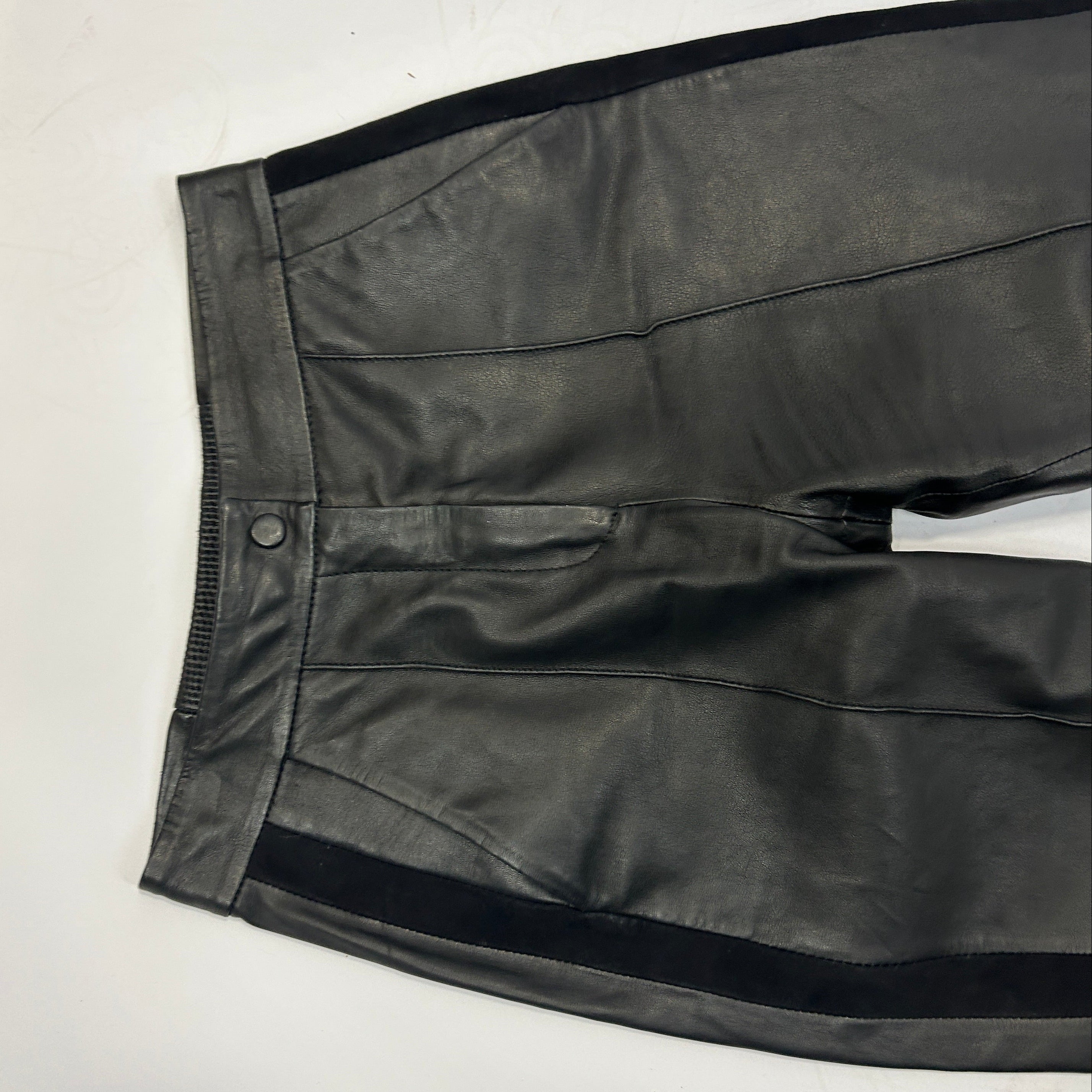 Me&Em Black Leather Side Stripe Trousers XS