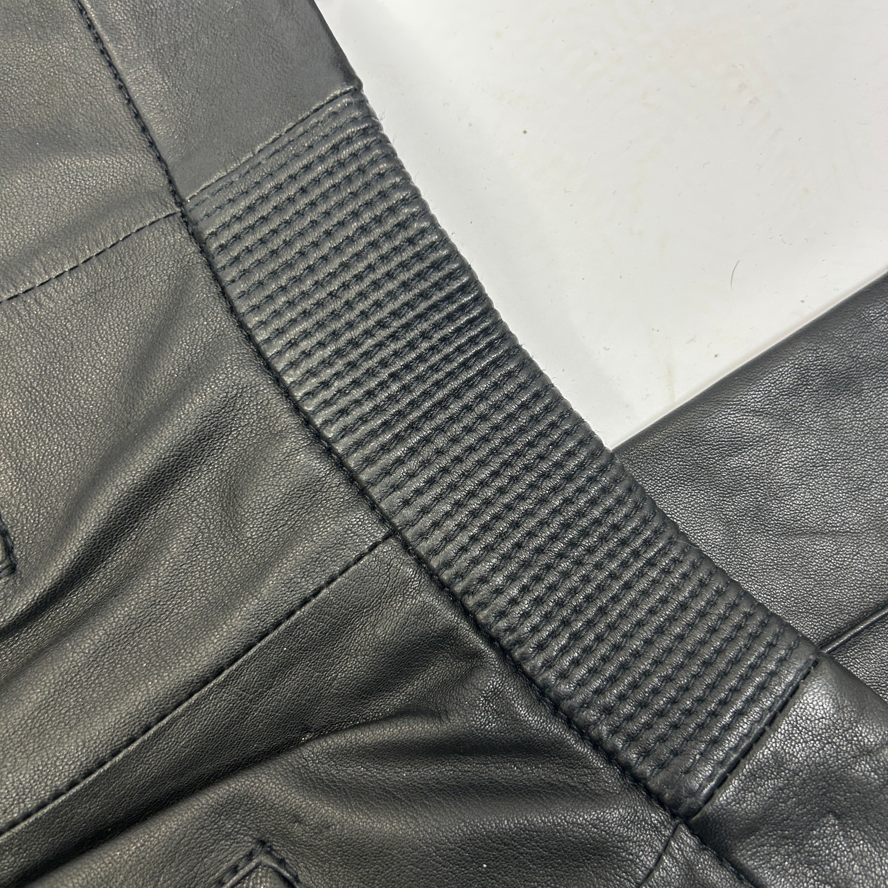 Me&Em Black Leather Side Stripe Trousers XS