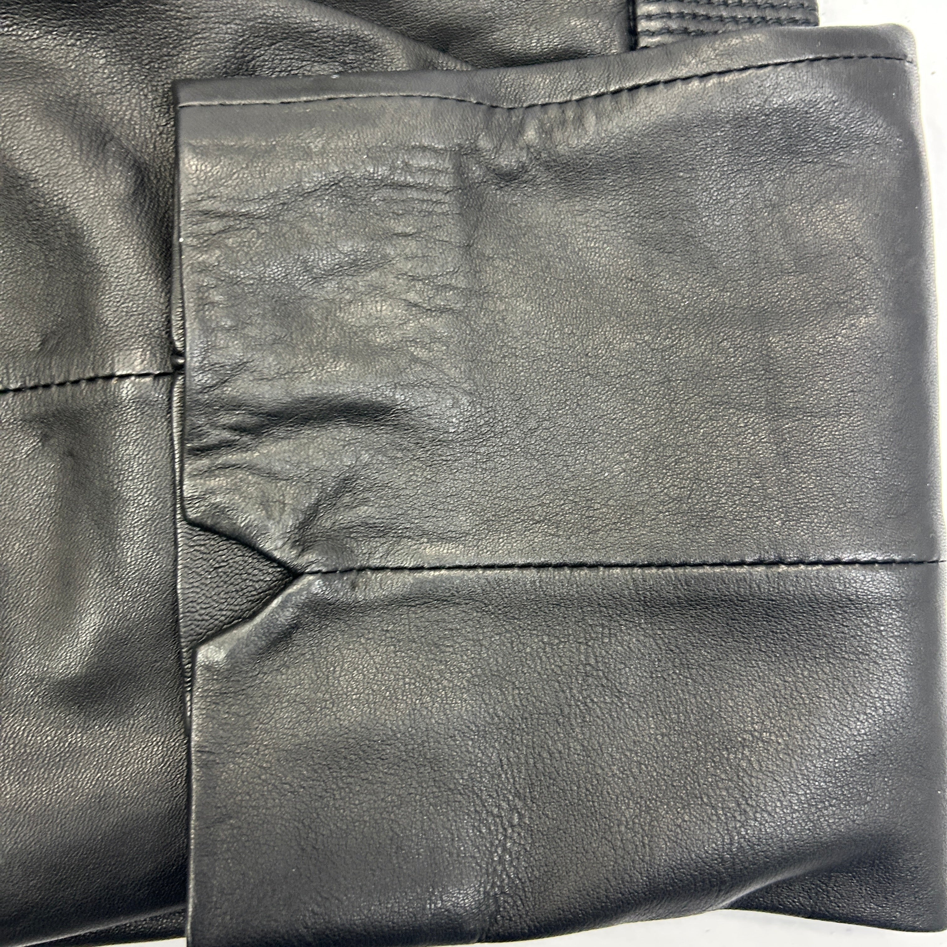 Me&Em Black Leather Side Stripe Trousers XS