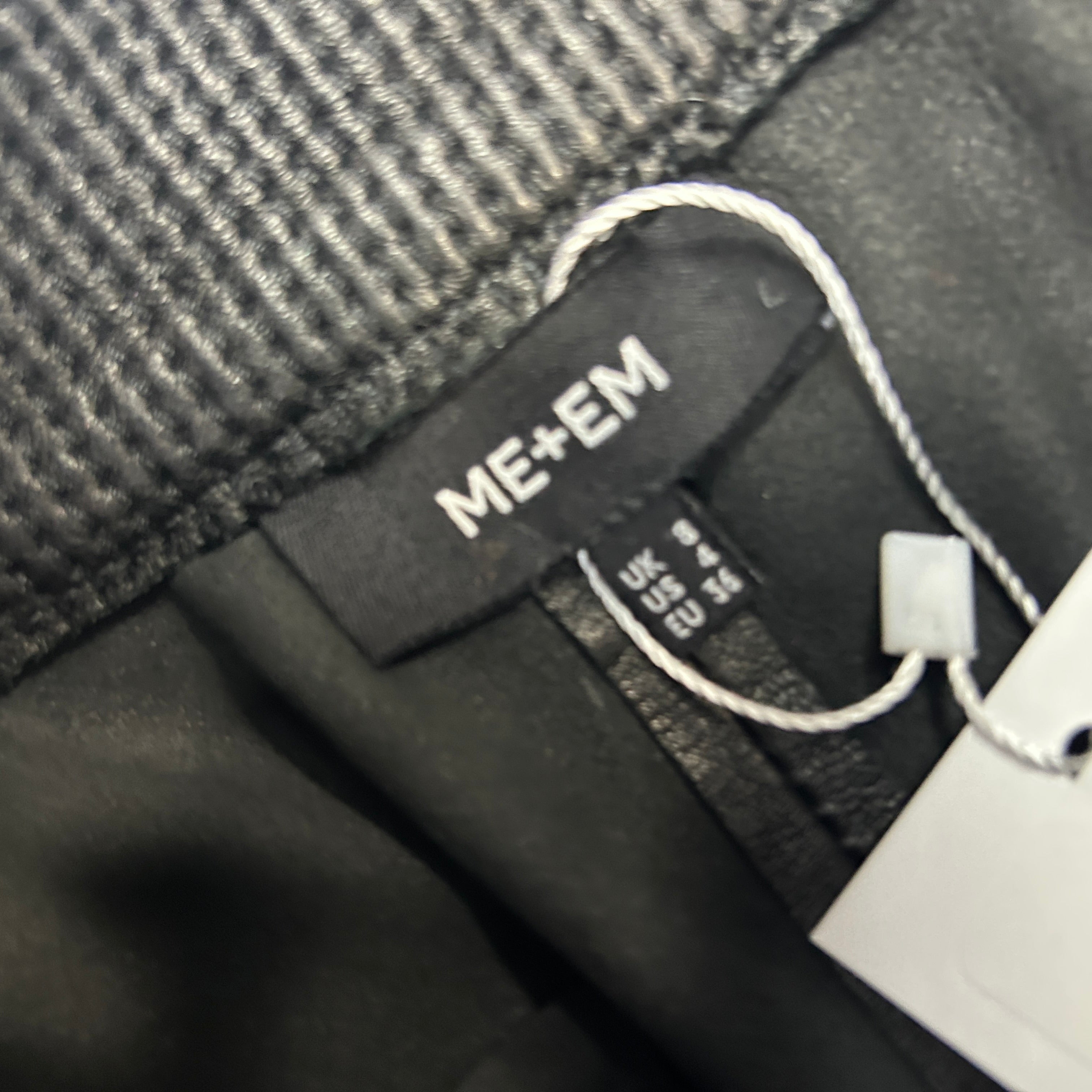 Me&Em Black Leather Side Stripe Trousers XS