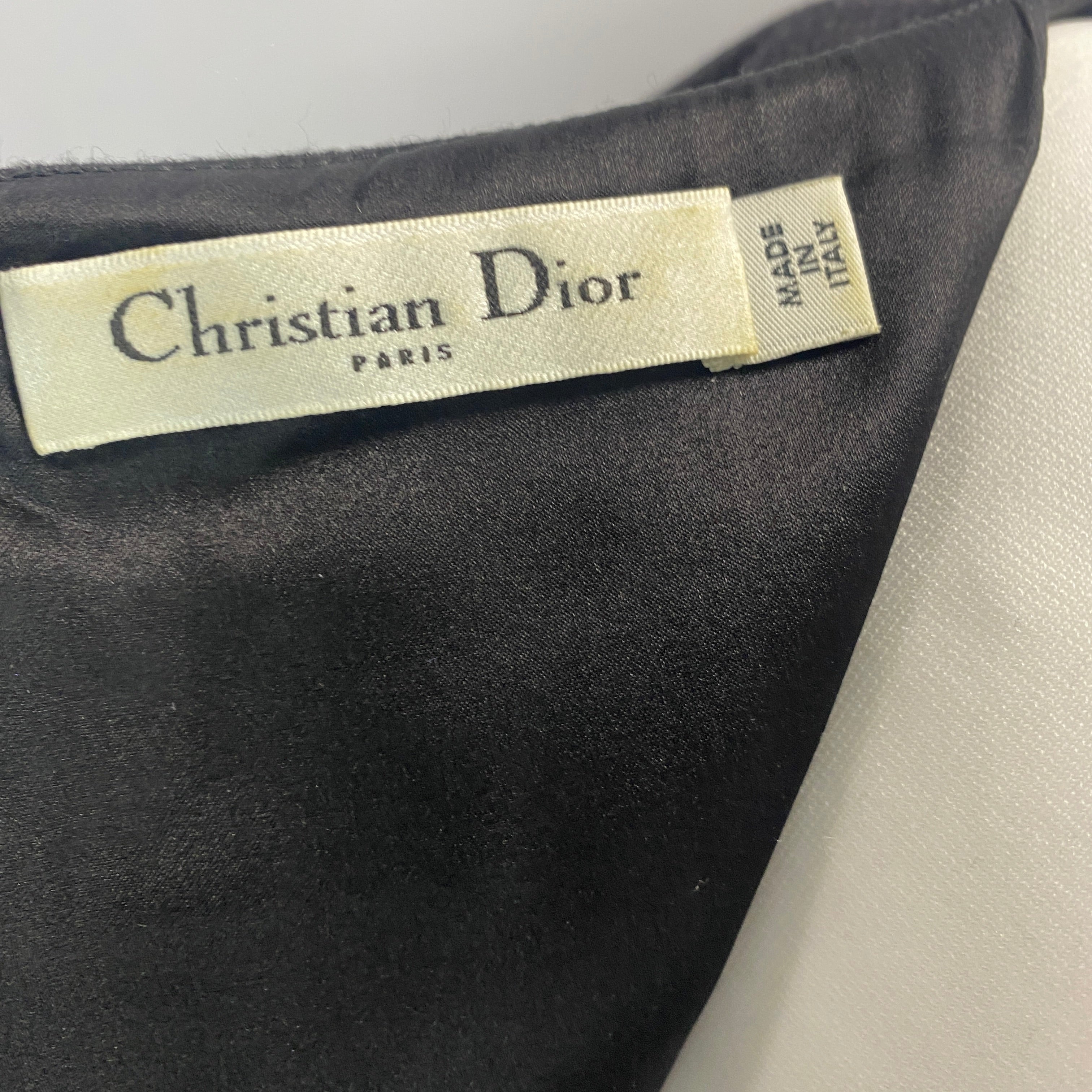 Christian Dior Charcoal Wool & Angora Cap Sleeve Shift Dress L