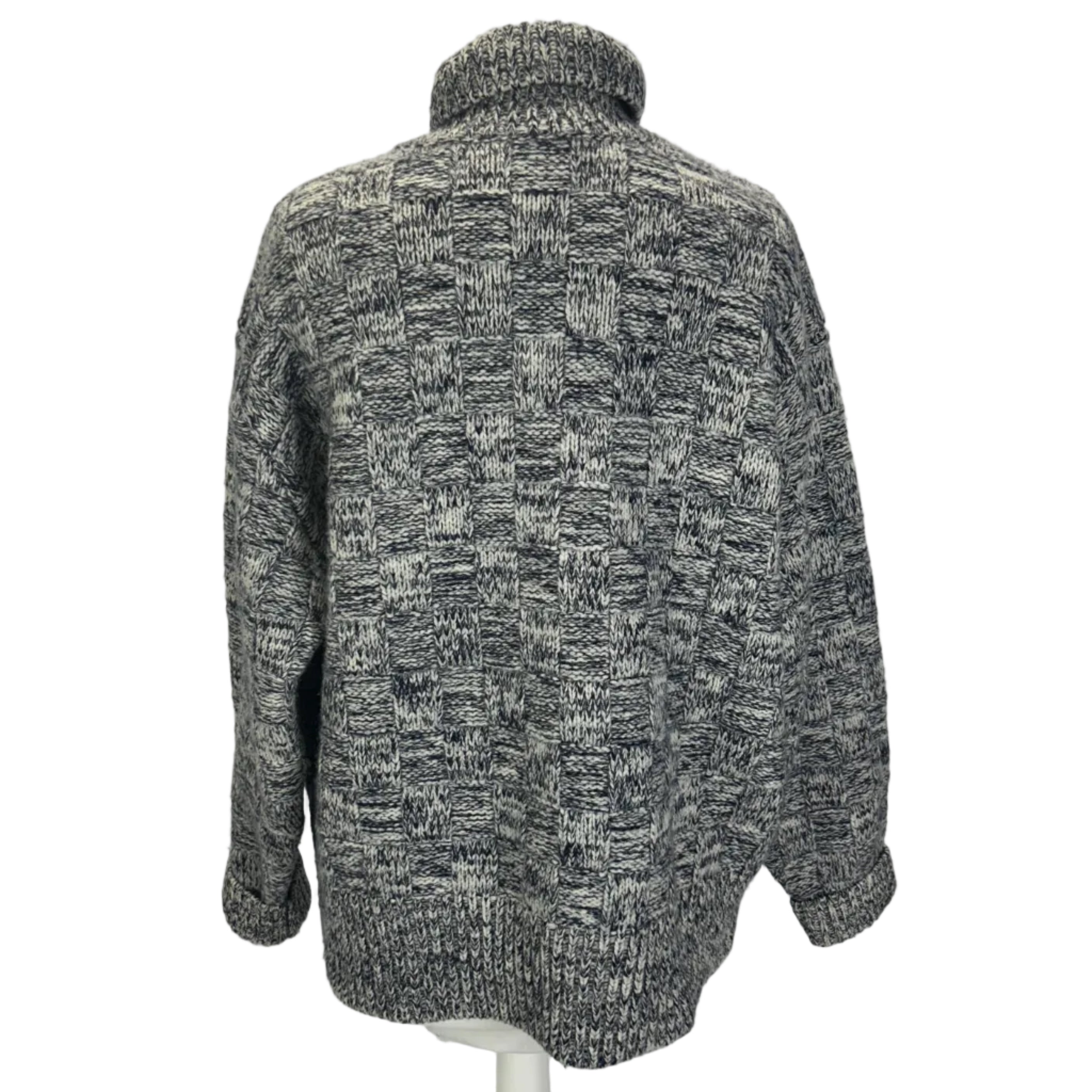 Victoria Beckham Navy & Ivory Basketweave Chunky Wool Sweater M