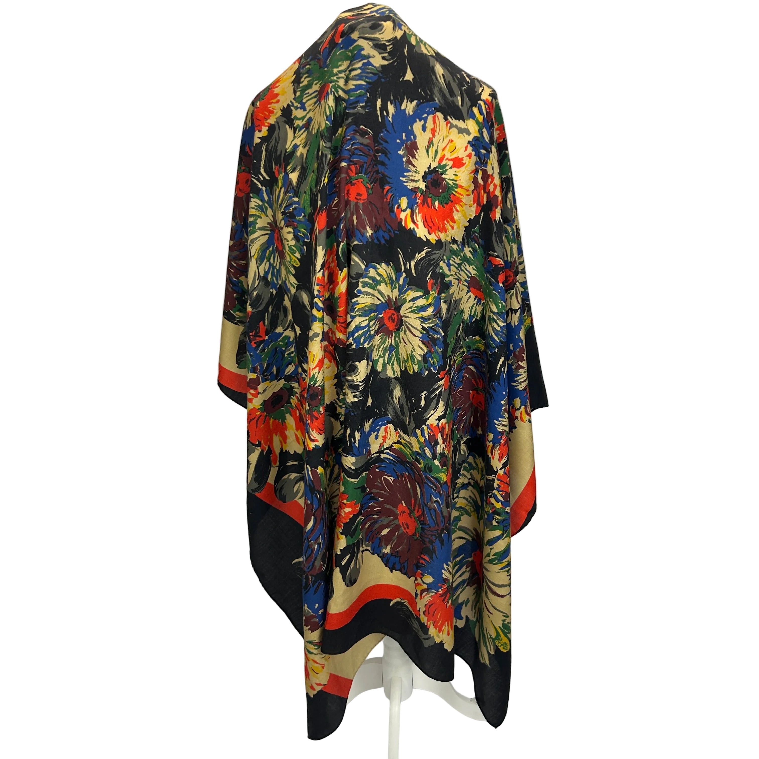 Raey Black & Camel Floral Wool Giant Square Scarf