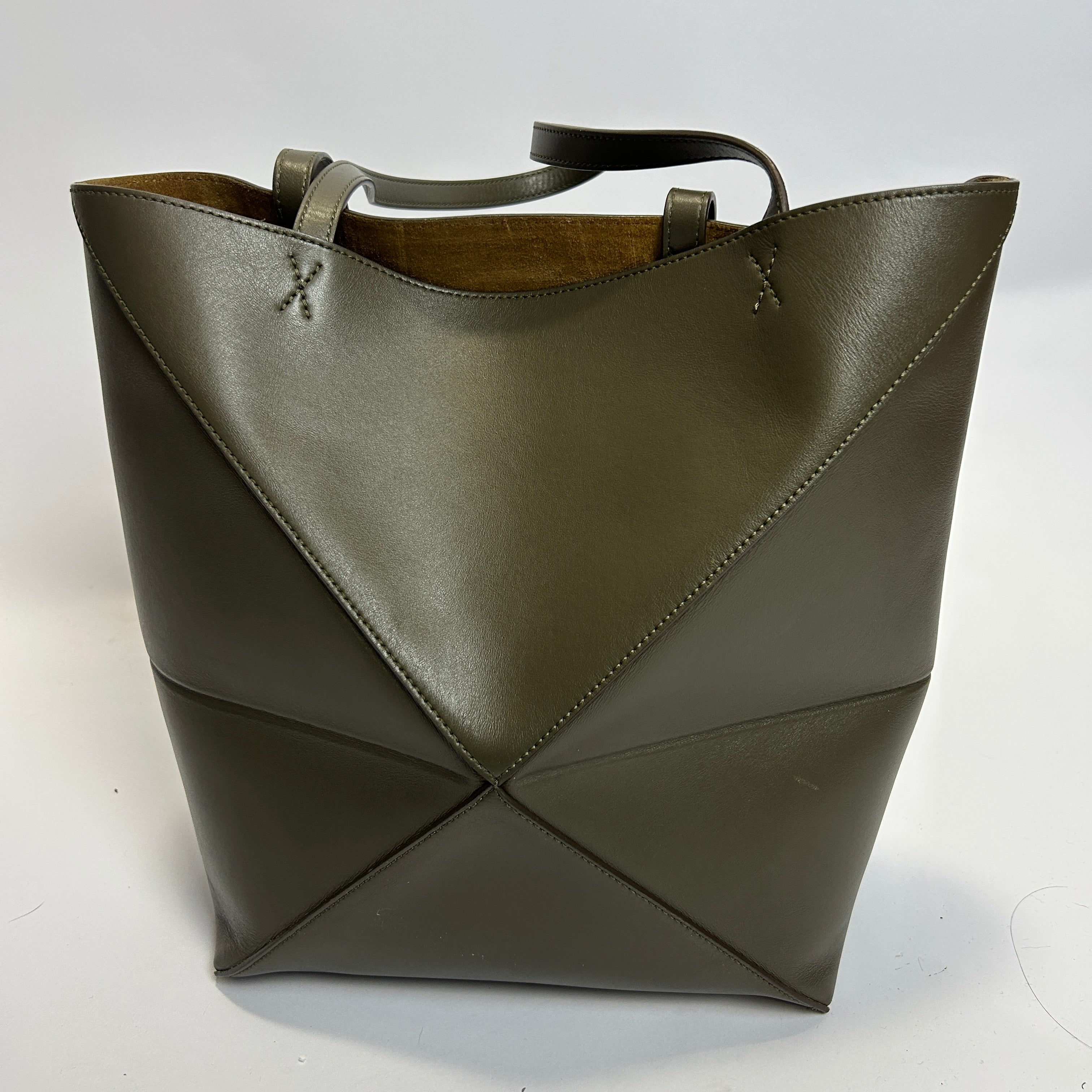 Loewe New £1550 Dark Khaki Puzzle Fold Tote Bag