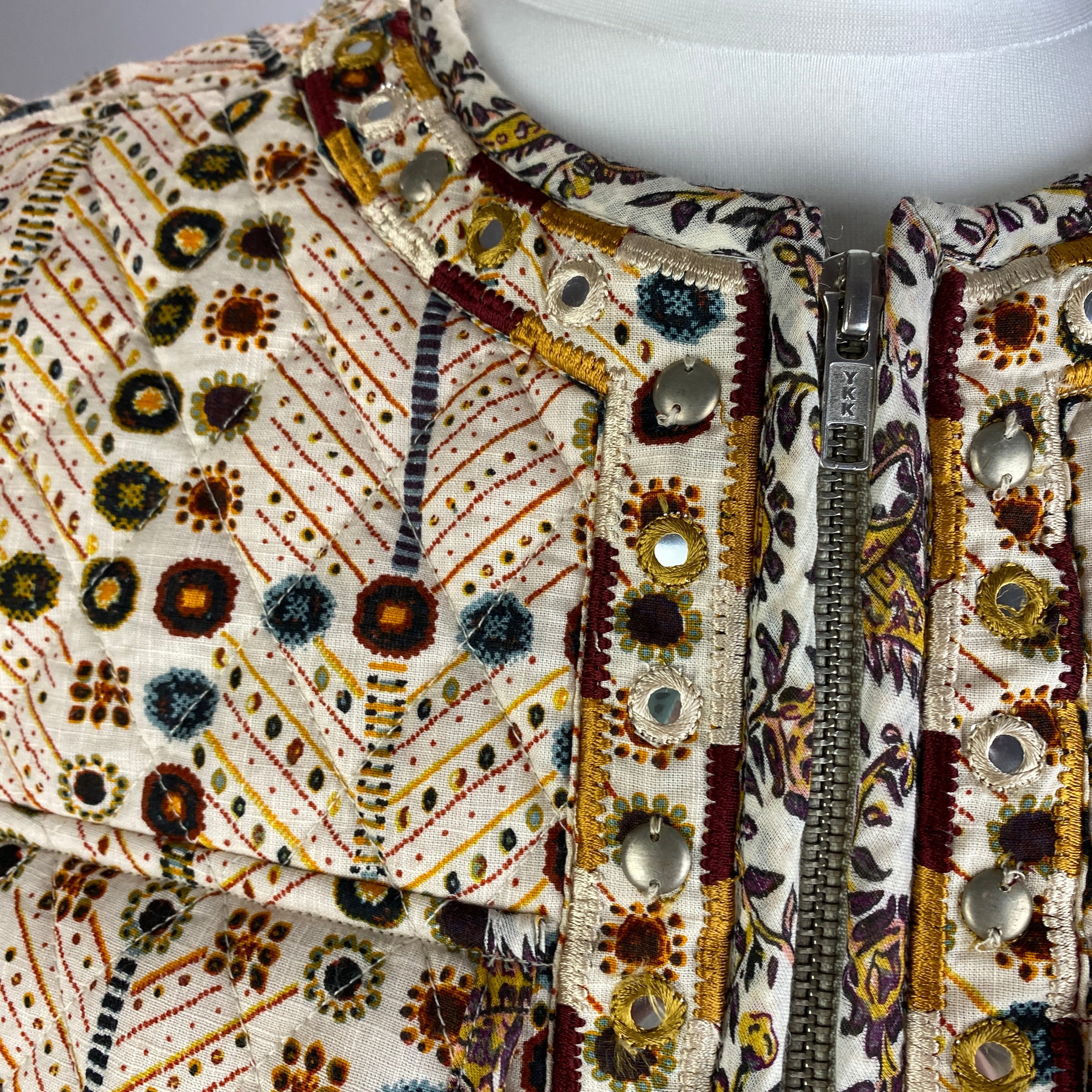 Isabel Marant New £550 Cream Print Embellished Quilted Jacket M