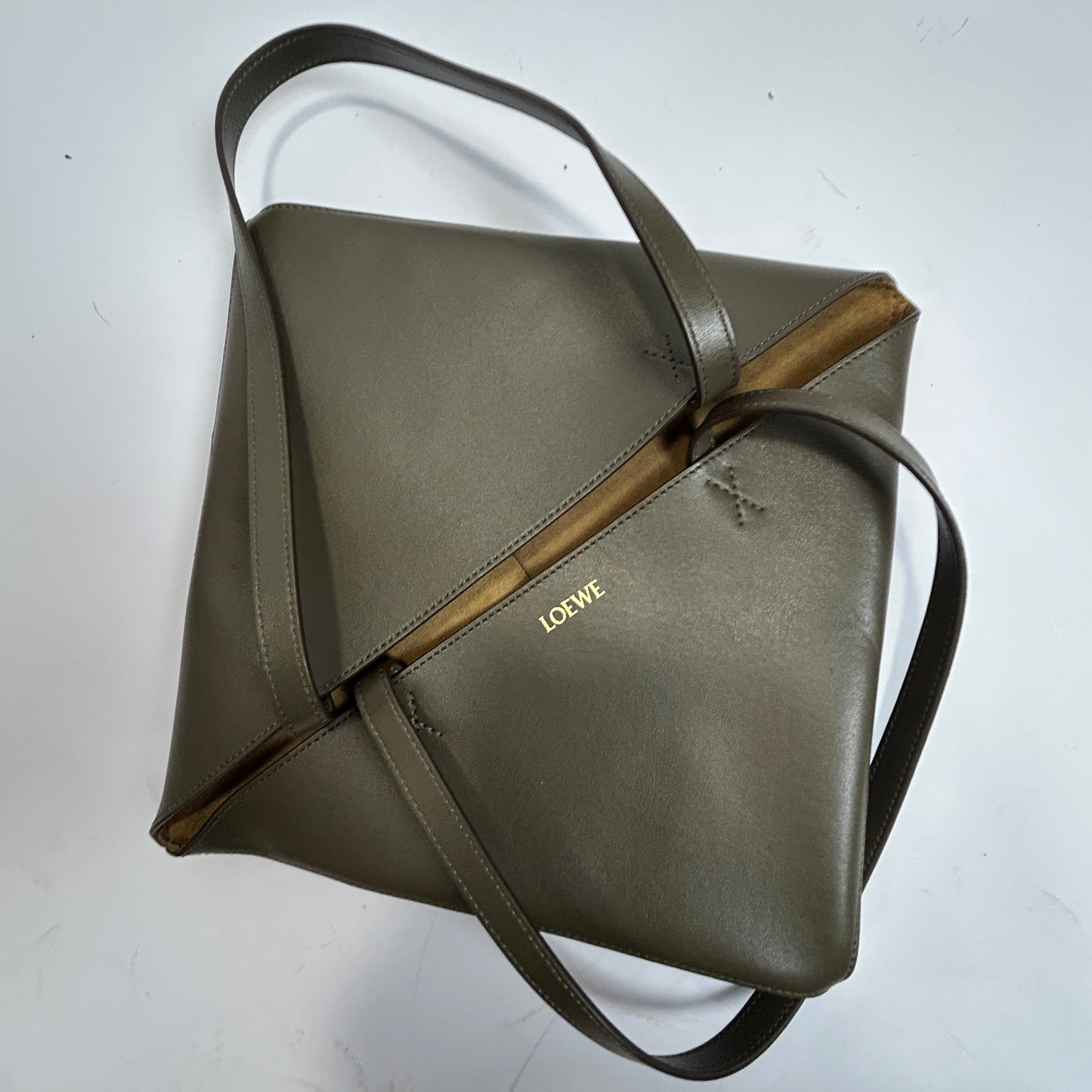 Loewe New £1550 Dark Khaki Puzzle Fold Tote Bag
