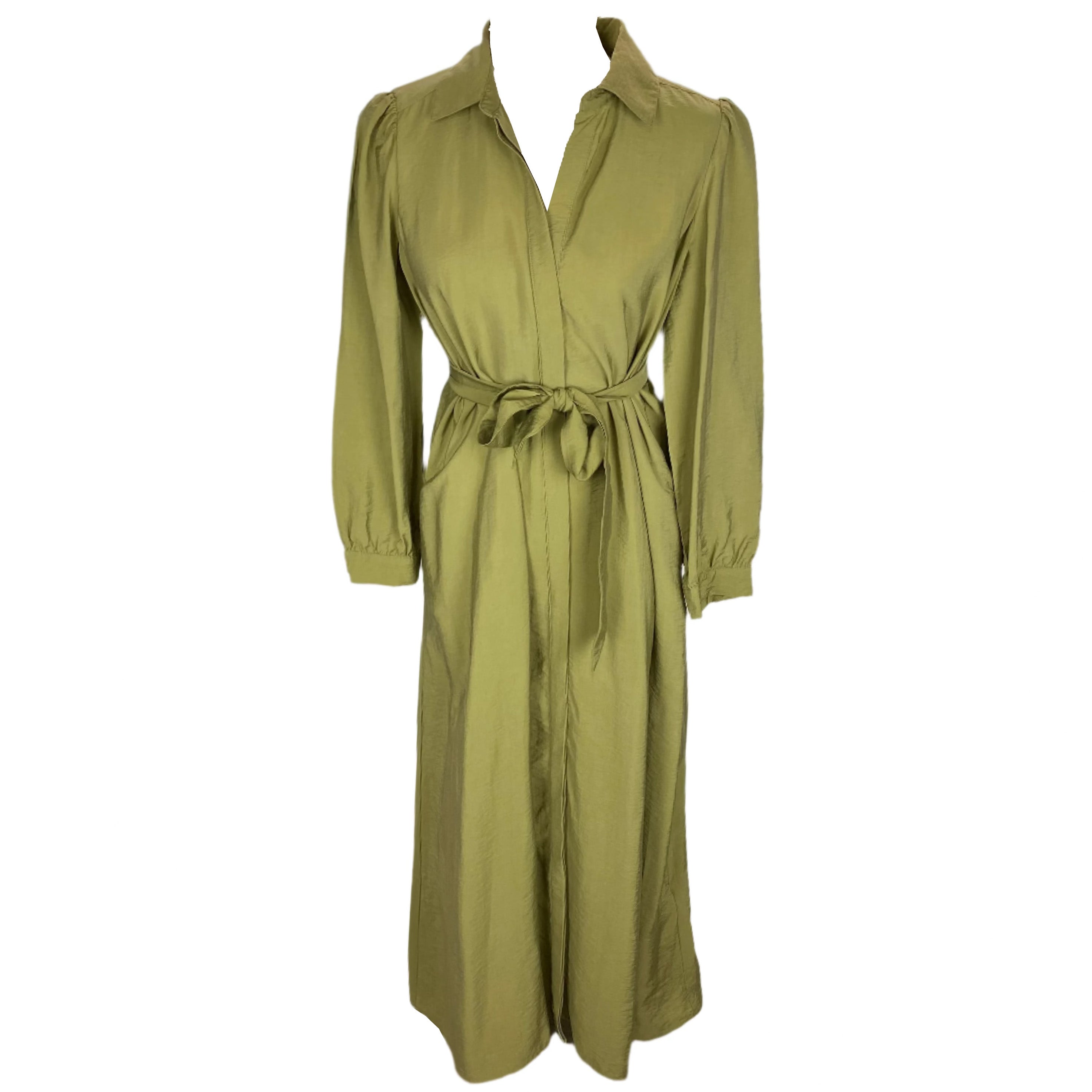 Ba&Sh Pale Olive Belted Shirtdress S