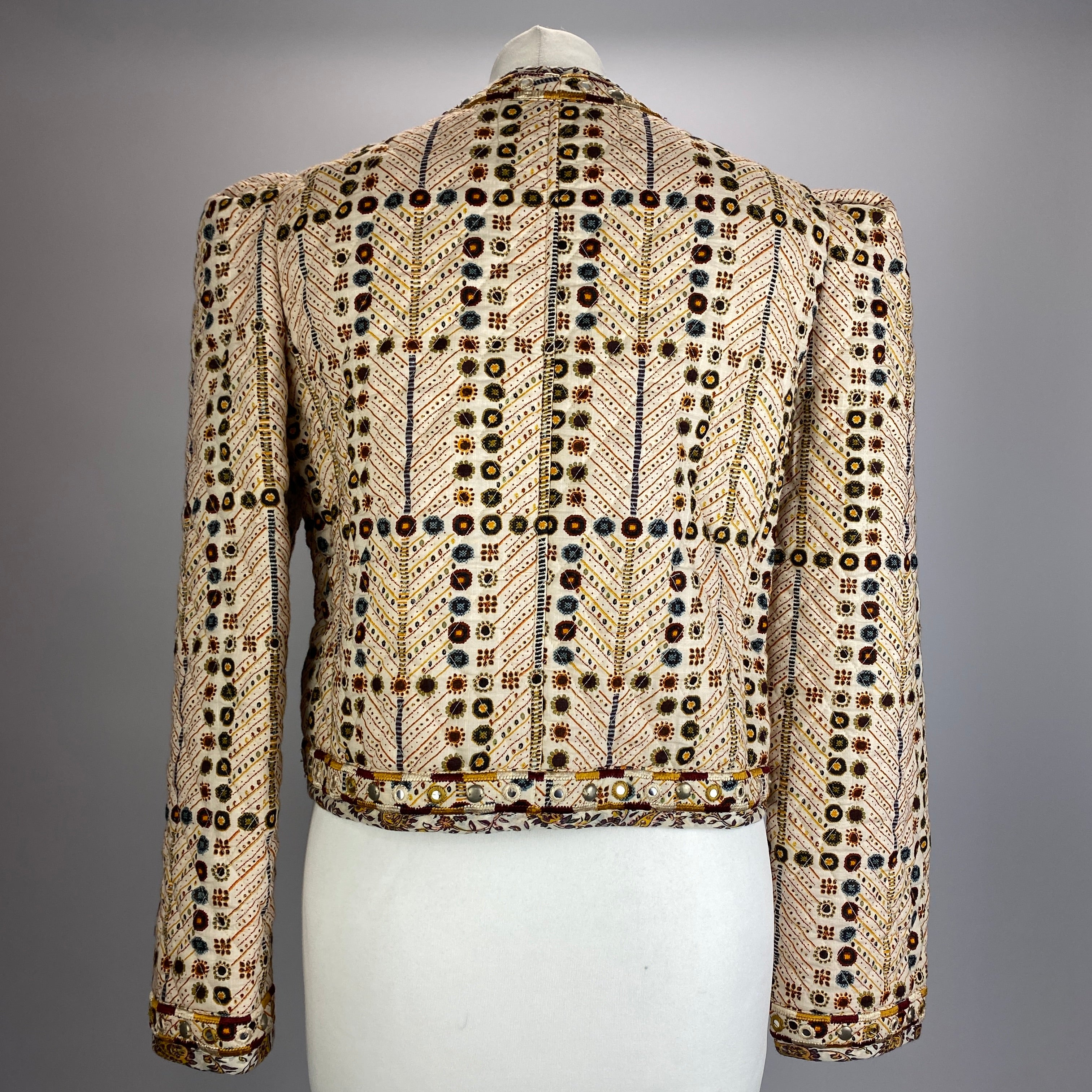 Isabel Marant New £550 Cream Print Embellished Quilted Jacket M