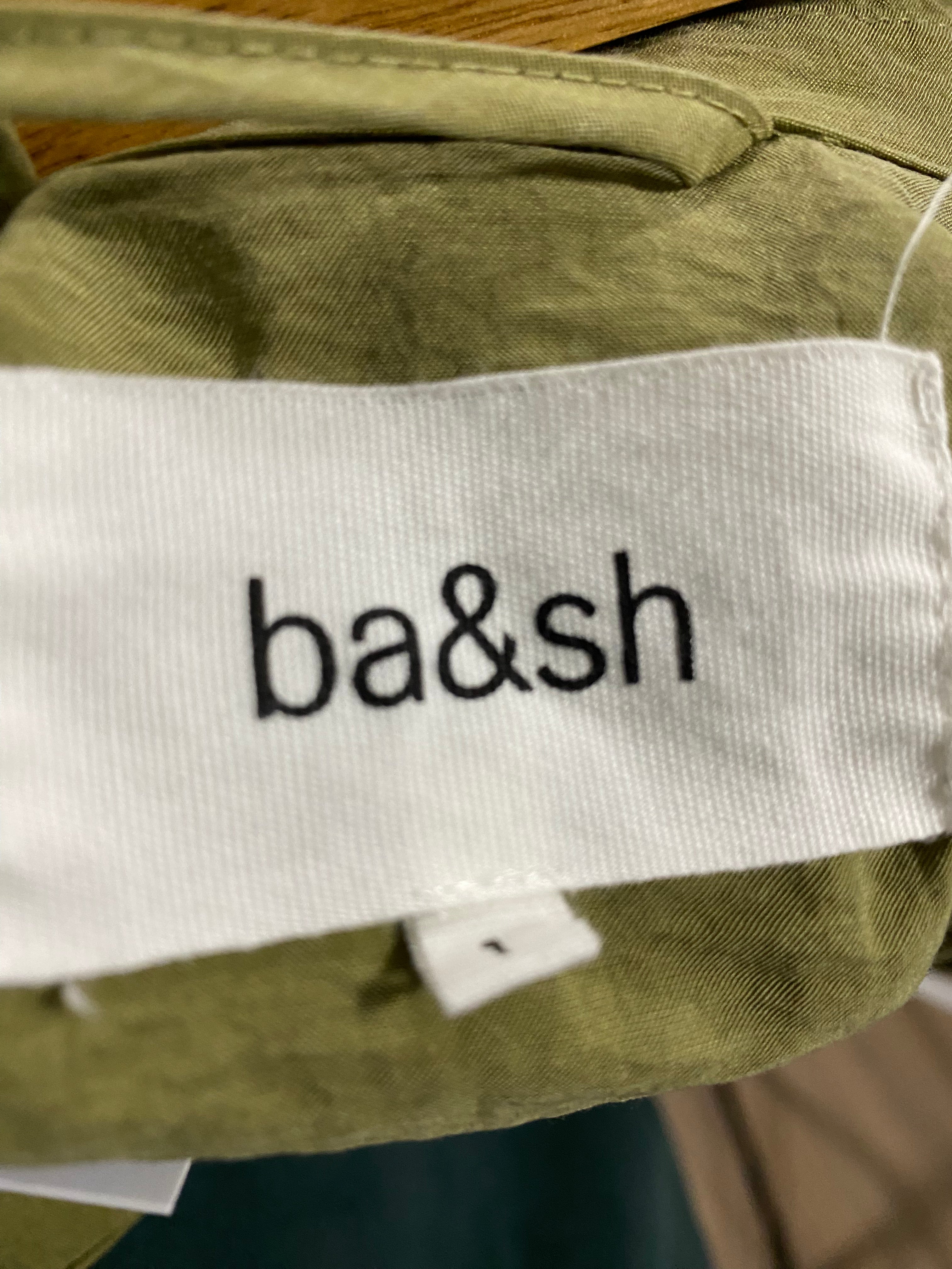 Ba&Sh Pale Olive Belted Shirtdress S