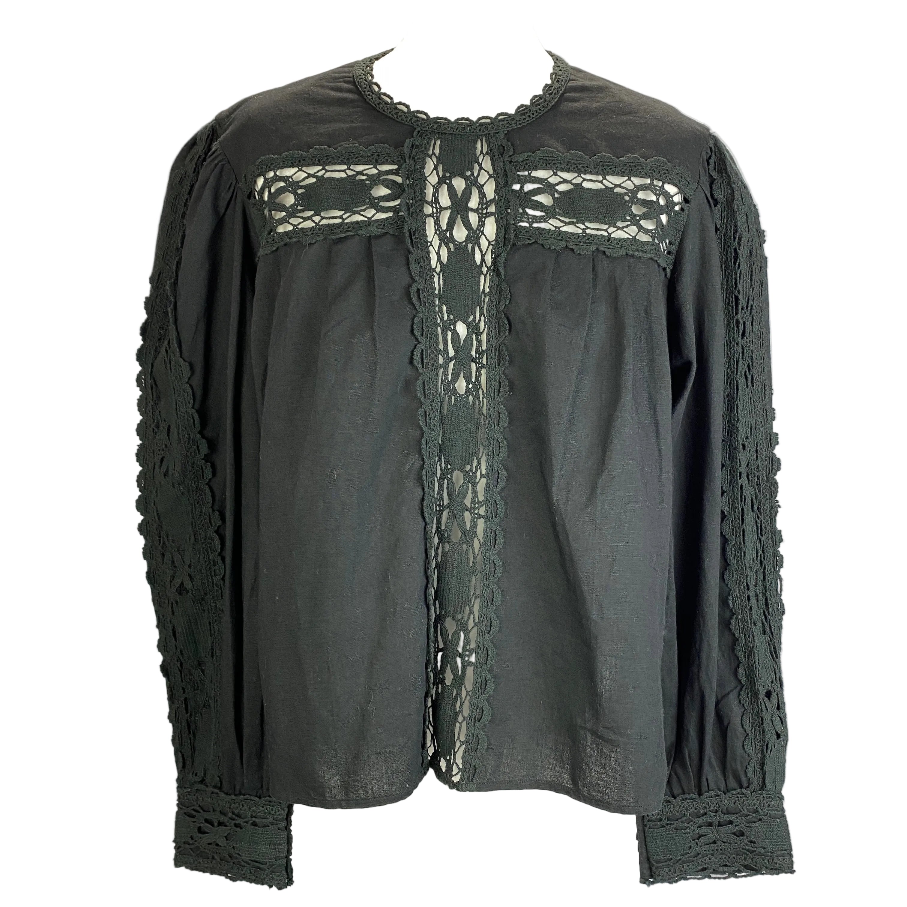 Isabel Marant New Black Crochet Detail Tunic Top M