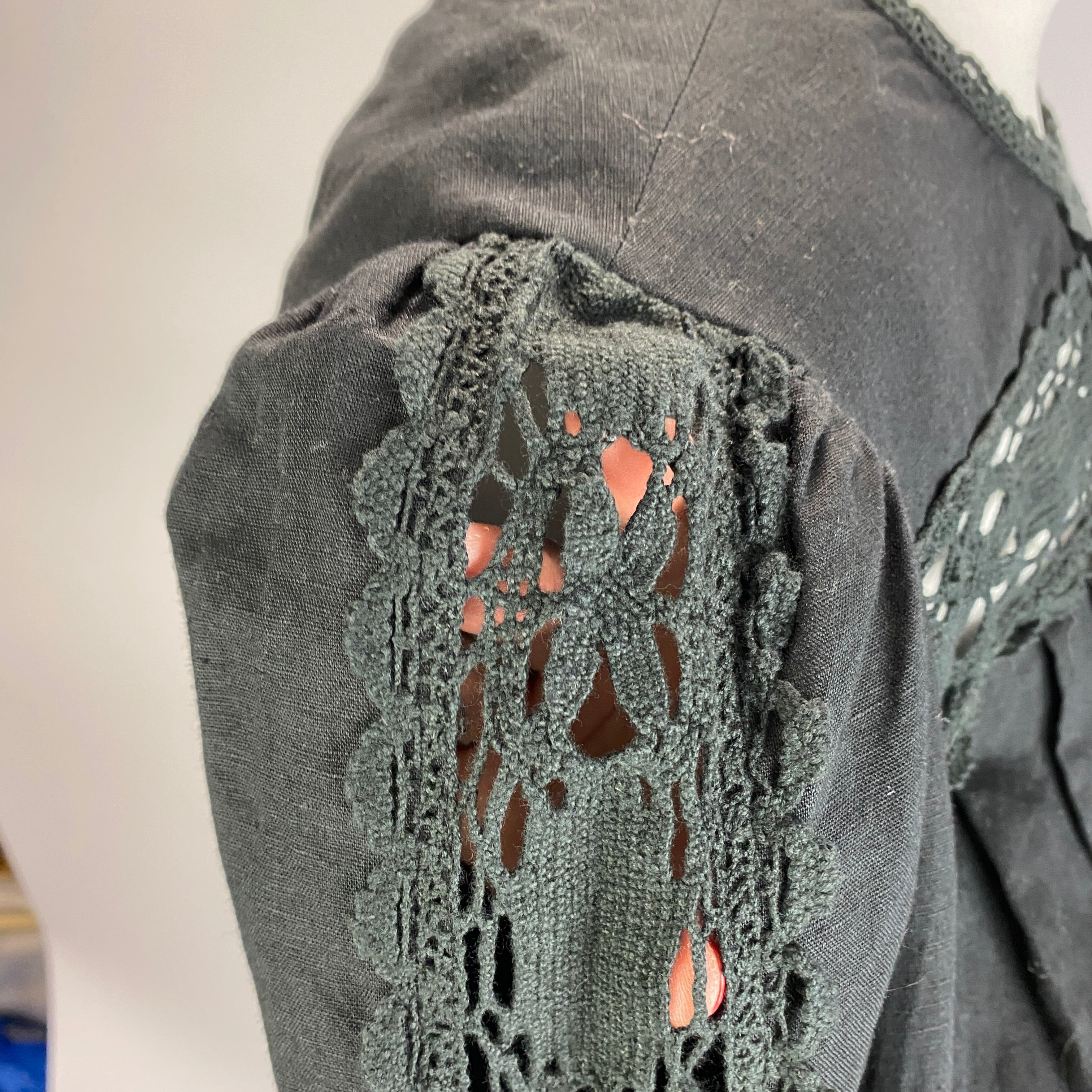 Isabel Marant New Black Crochet Detail Tunic Top M
