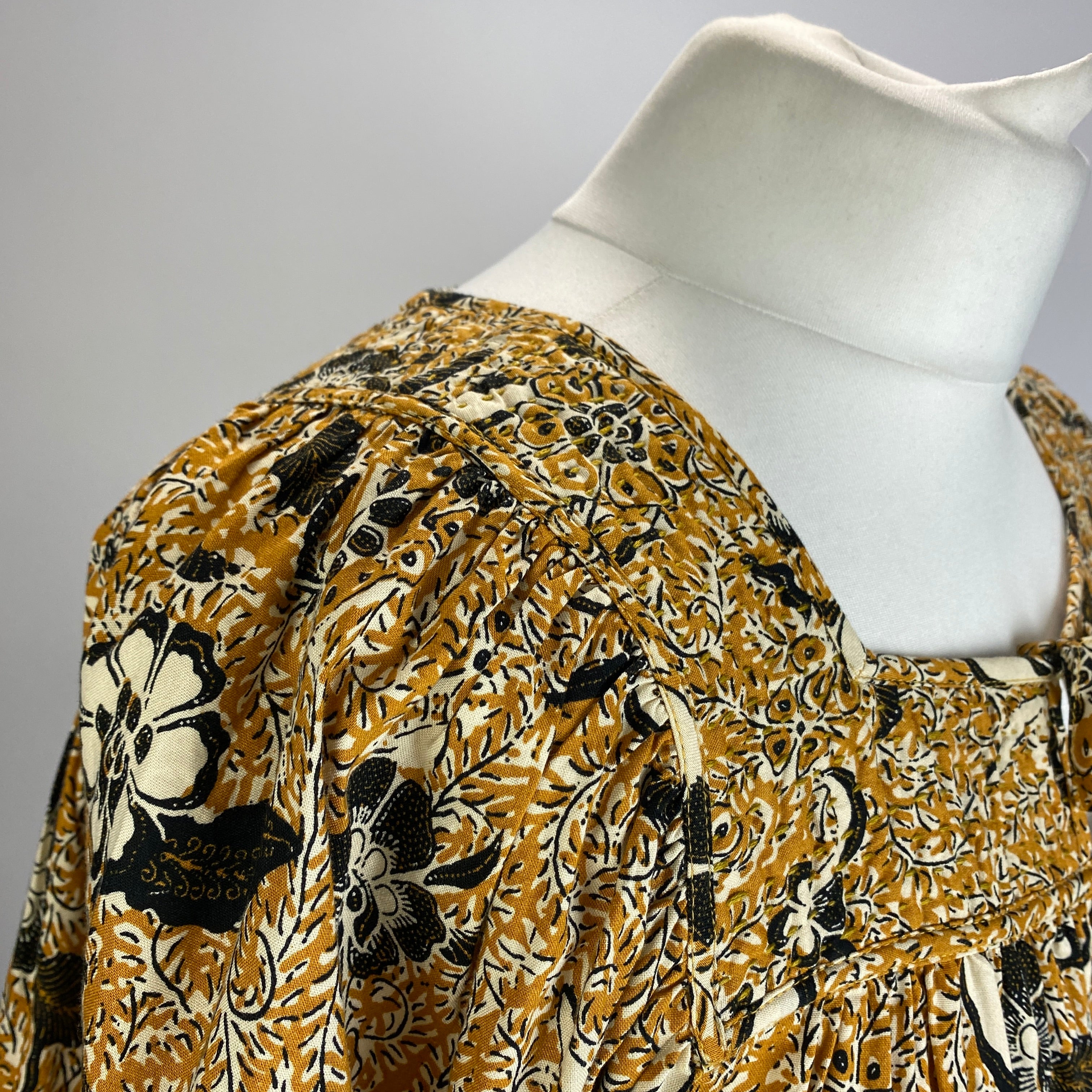 Ulla Johnson New Black & Mustard Print Cotton Mix Top XS