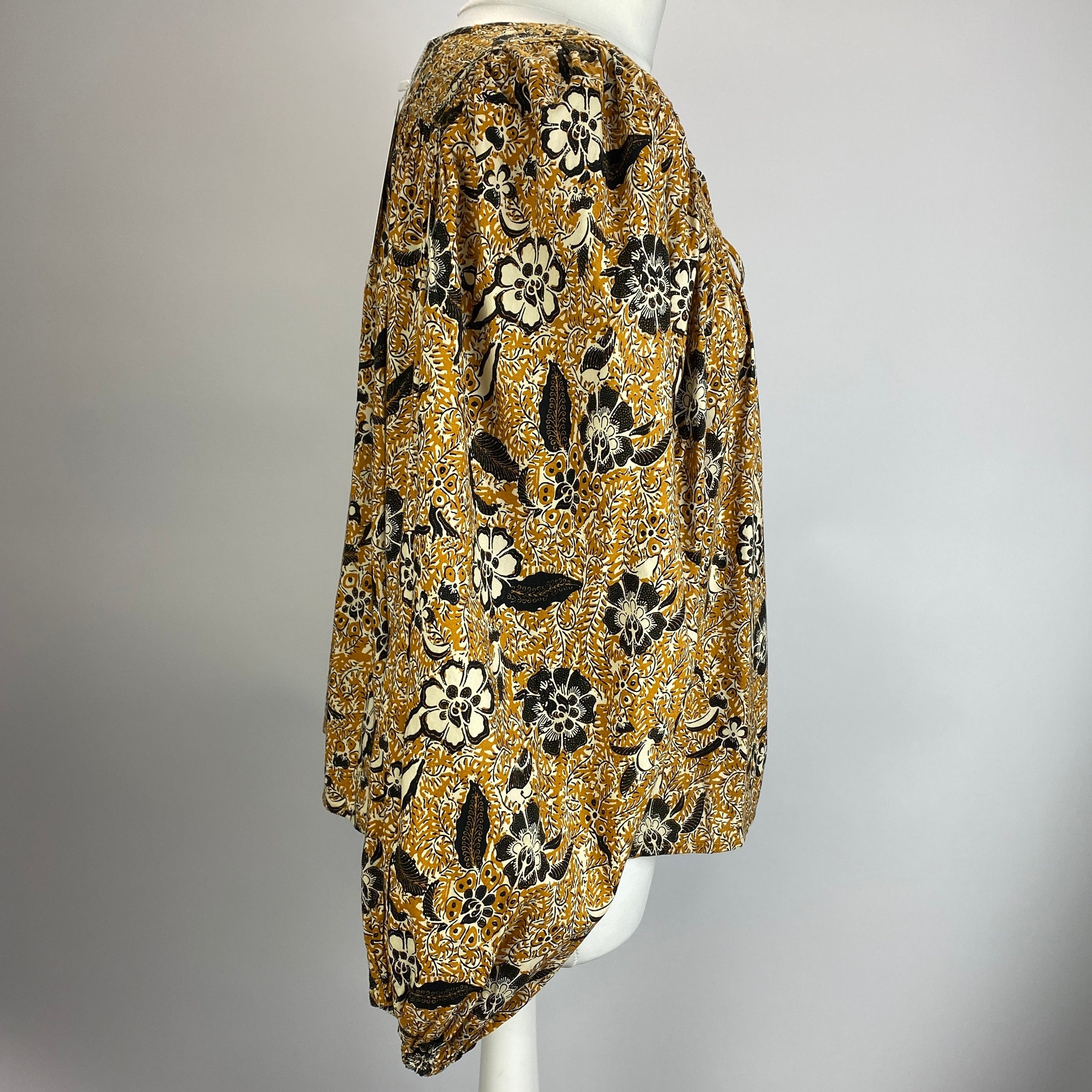 Ulla Johnson New Black & Mustard Print Cotton Mix Top XS