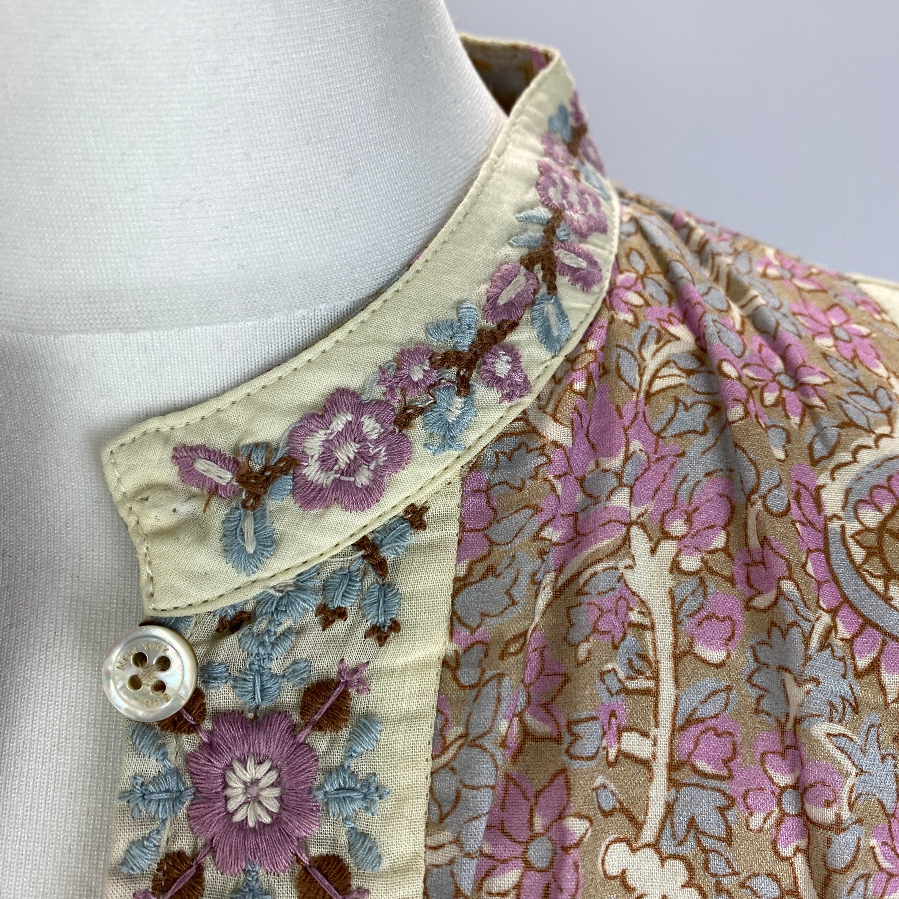 Sea New York New Beige & Lilac Embroidered Cotton Top M