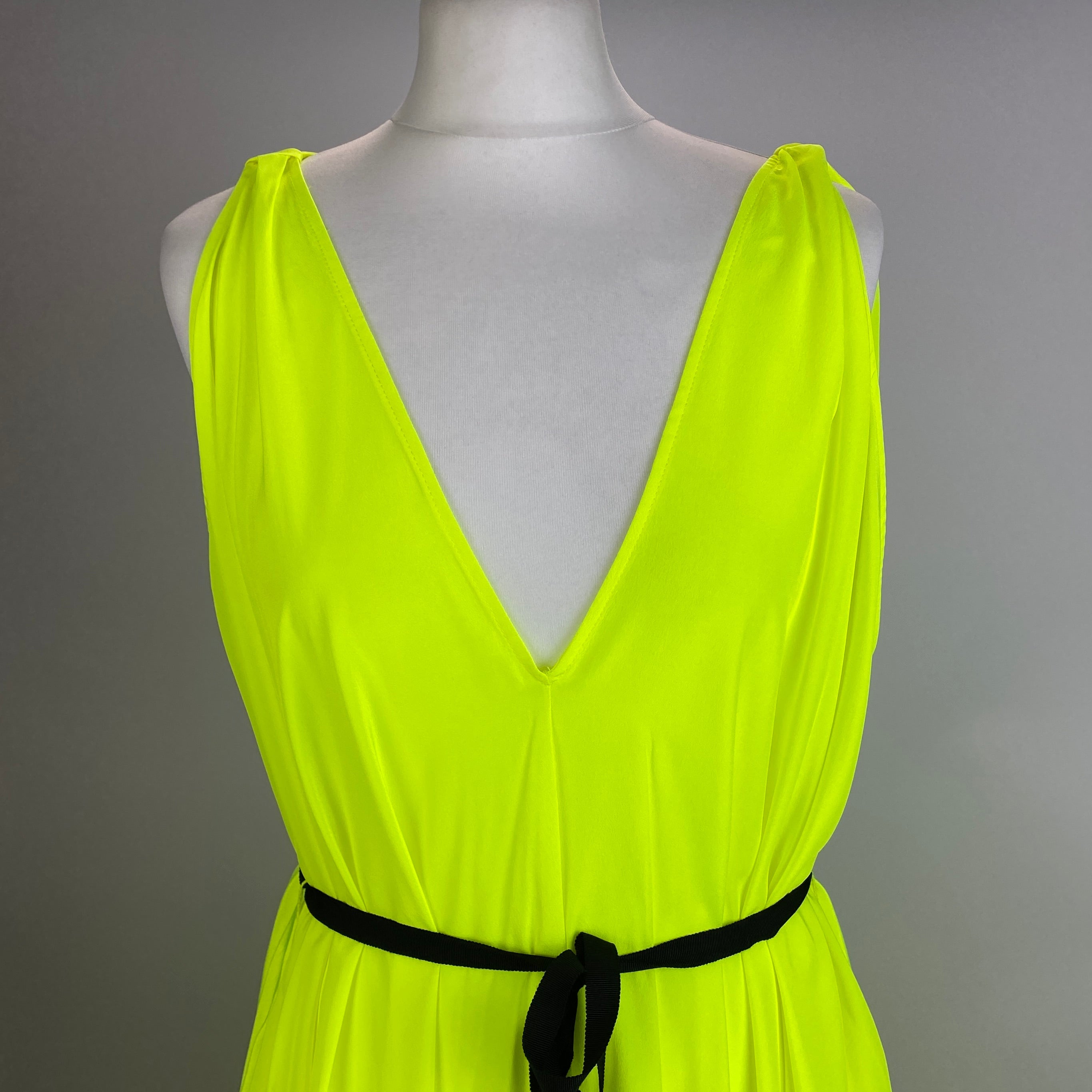 Serena Bute £295 Neon Yellow Silky Ibiza Maxi Dress O/S