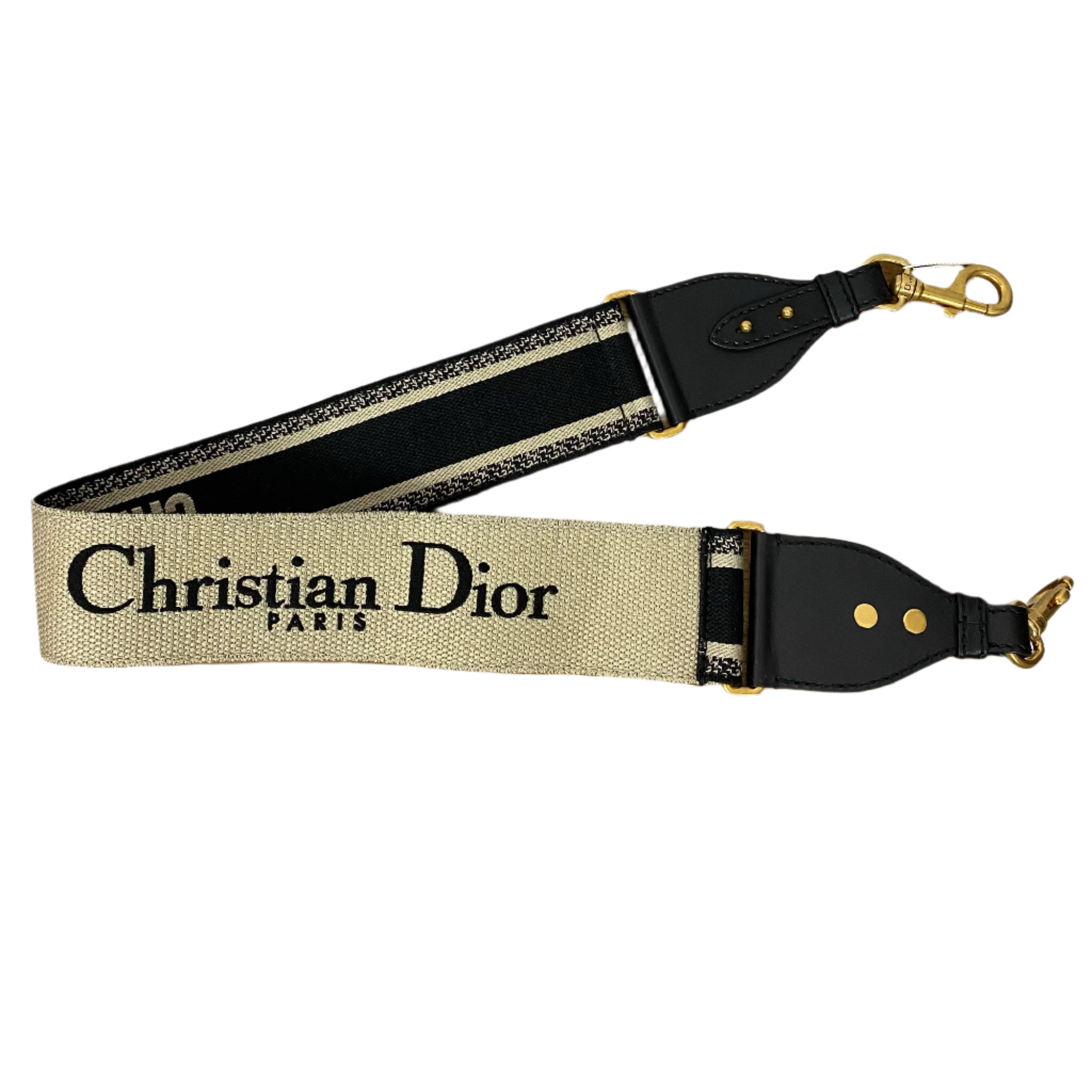 Dior £865 Black & Ecru Woven Wide Shoulderstrap