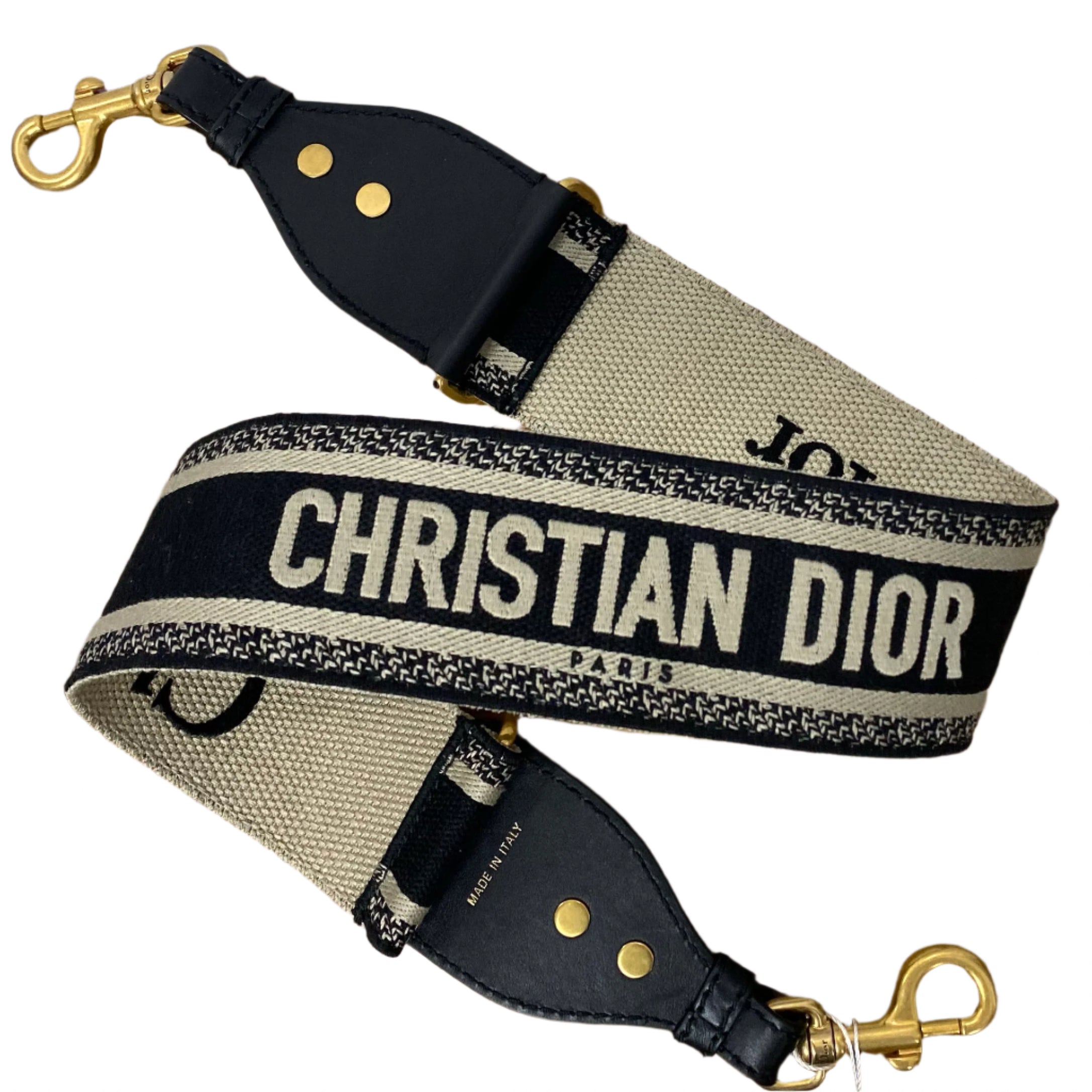 Dior £865 Black & Ecru Woven Wide Shoulderstrap
