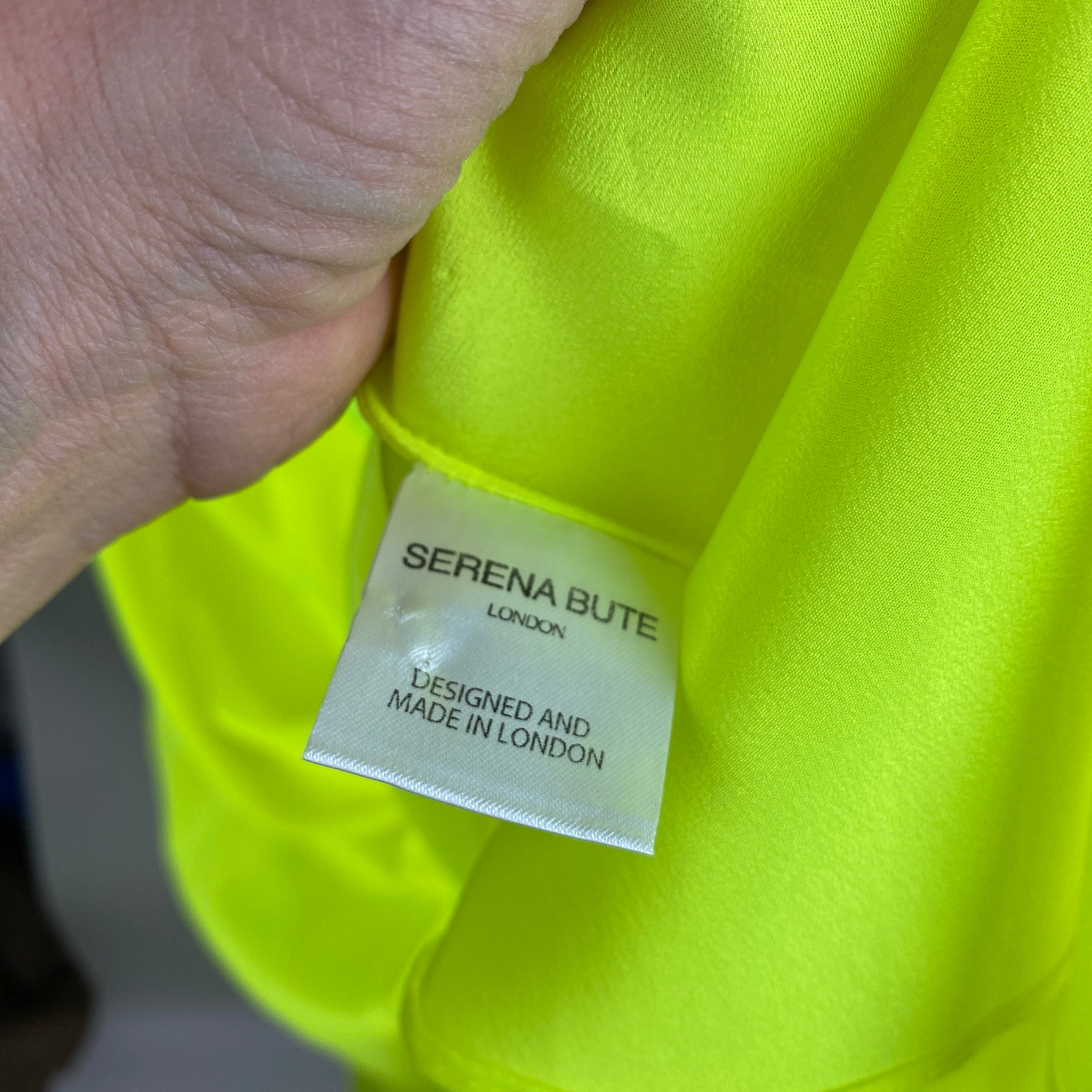 Serena Bute £295 Neon Yellow Silky Ibiza Maxi Dress O/S
