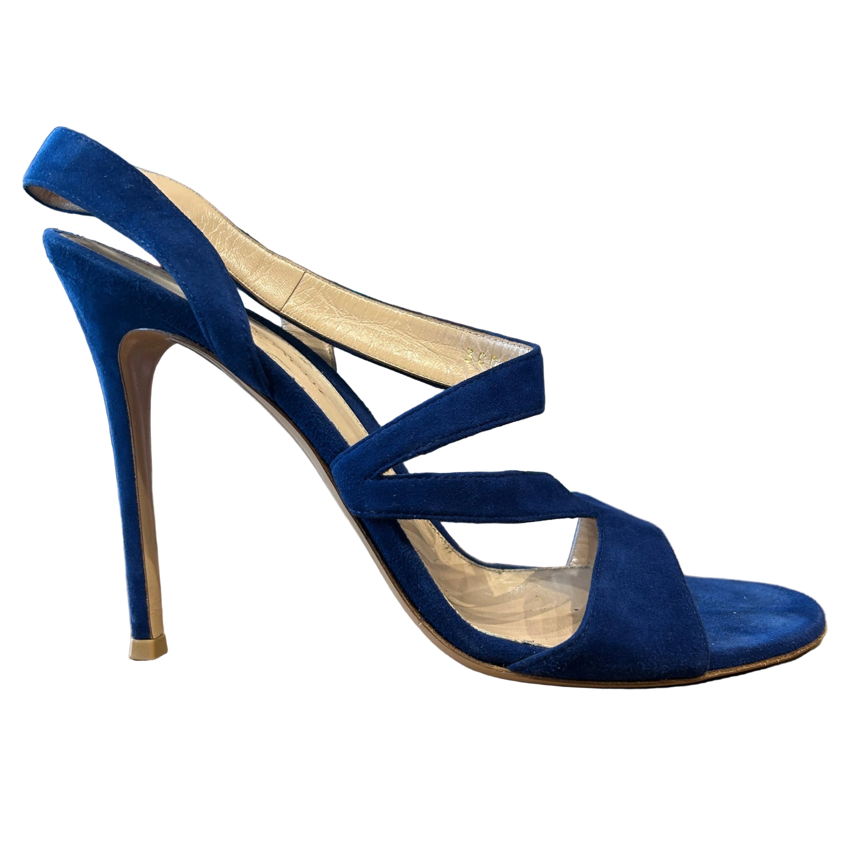 Gianvito Rossi Navy Blue Suede Camoscio Sandals 39