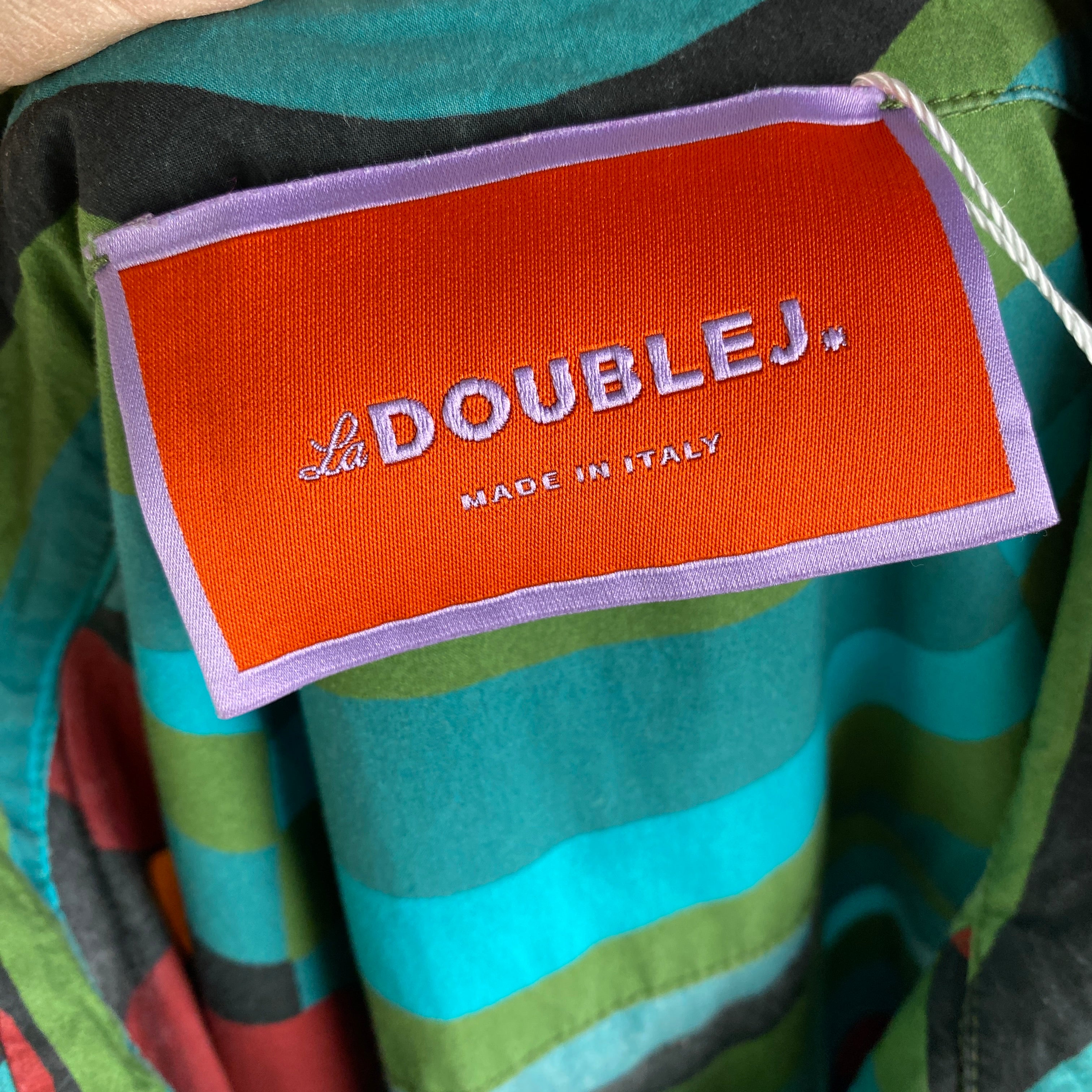 La Double J £870 Teal Print Artemis Cotton Poplin Maxi Dress M