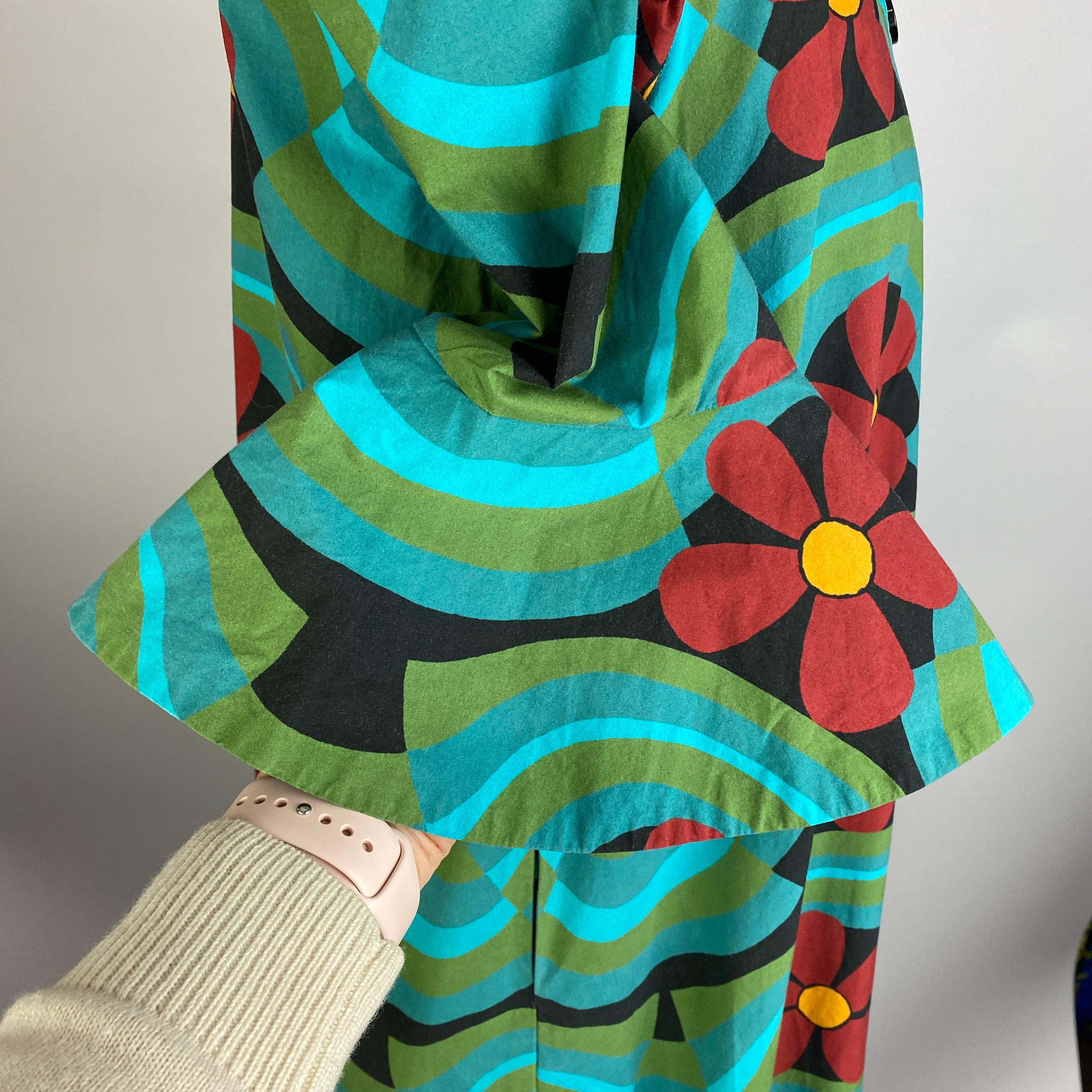 La Double J £870 Teal Print Artemis Cotton Poplin Maxi Dress M