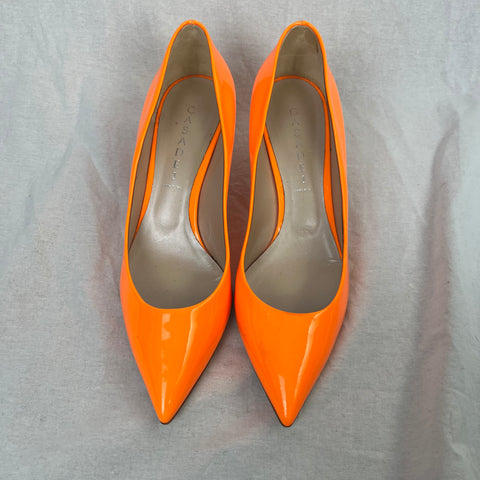 Casadei Brand New Orange Fluro Patent Kitten Heels 39.5
