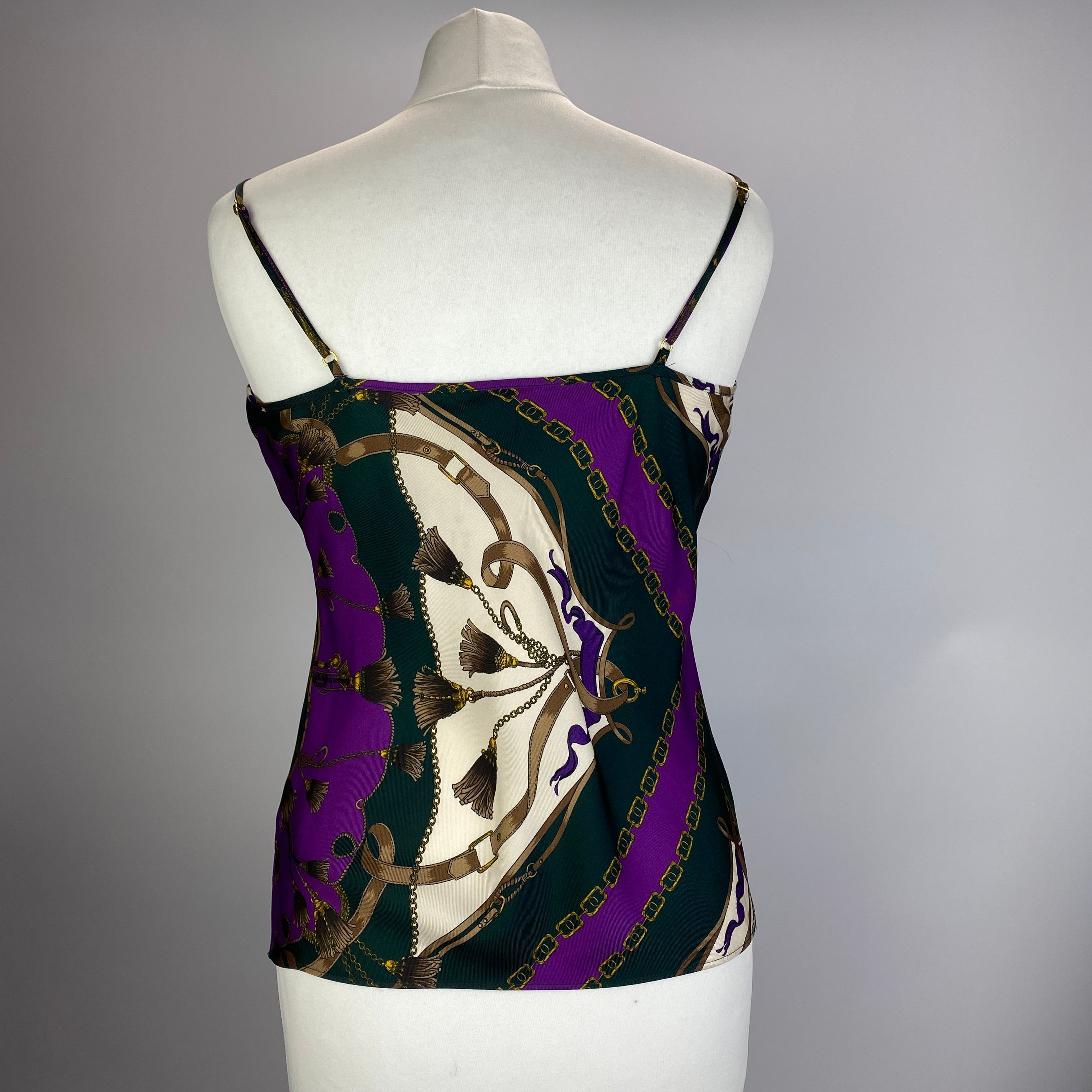 Veronica Beard New £298 Purple & Forest Scarf Print Camisole XXS