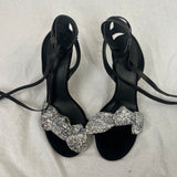 Isabel Marant Black Suede & Silver Glitter Strappy Heels 38