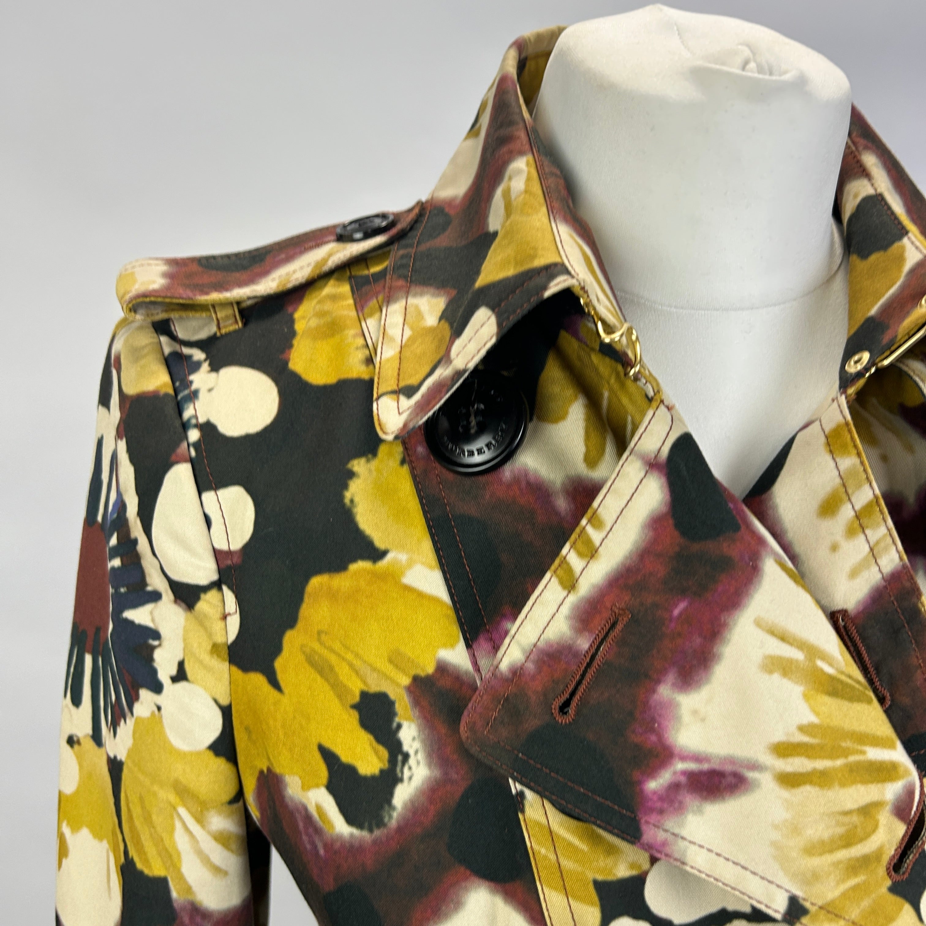 Burberry £1790 Painted Cotton Kensington Trench Coat S