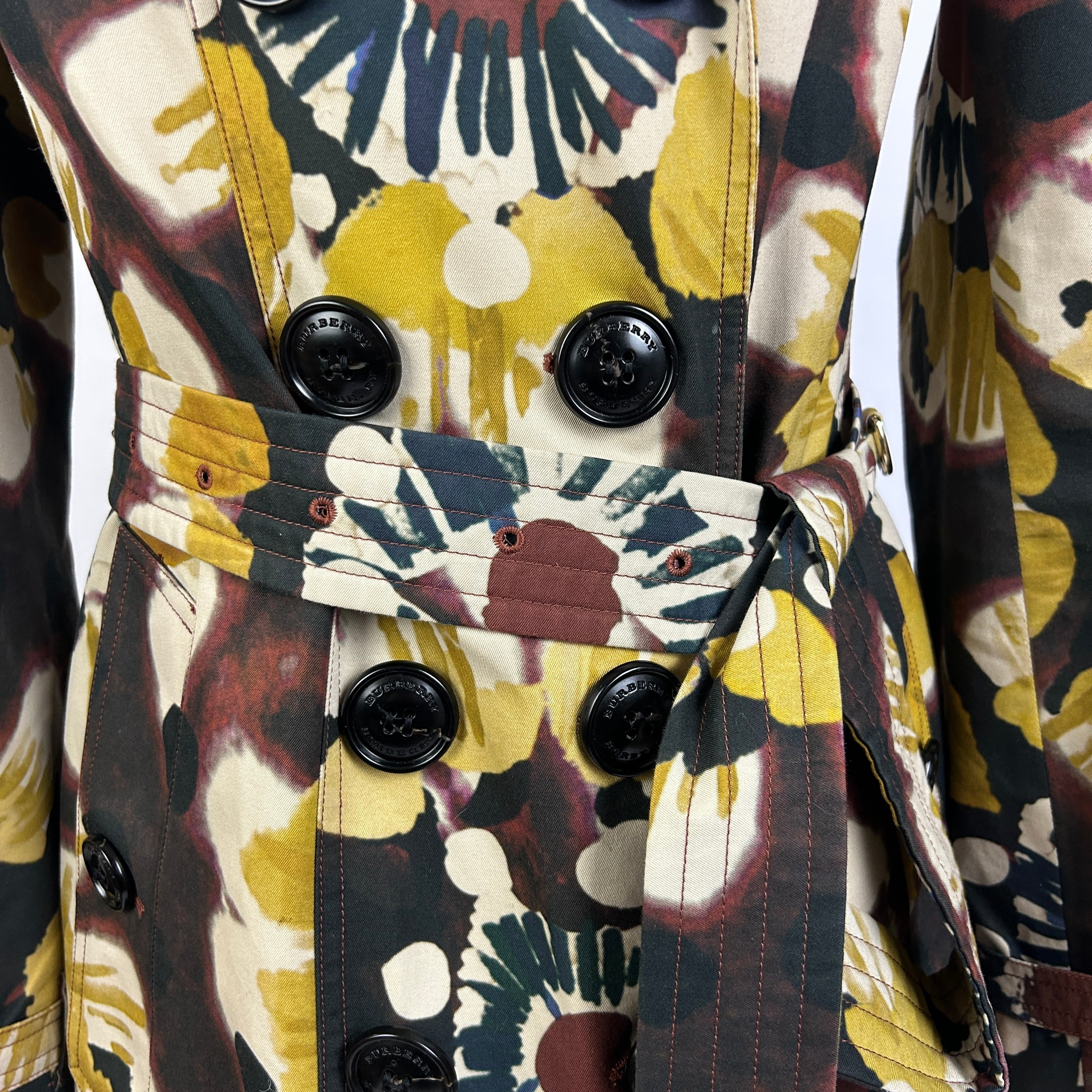 Burberry £1790 Painted Cotton Kensington Trench Coat S